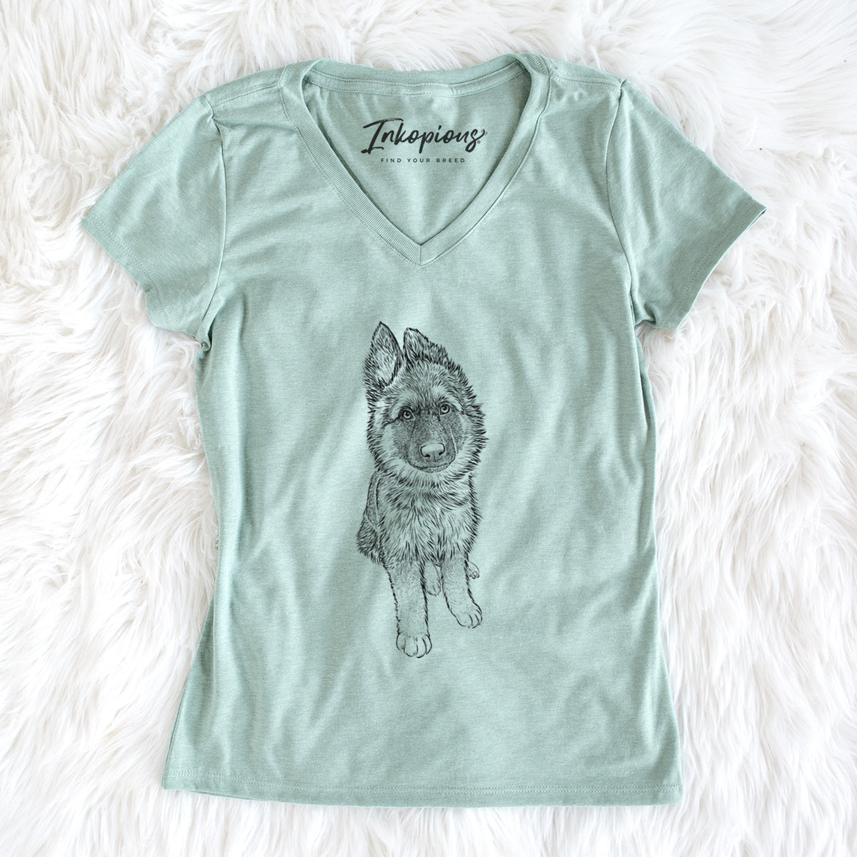 Bare Kuyo the German Shepherd - Women&#39;s V-neck Shirt