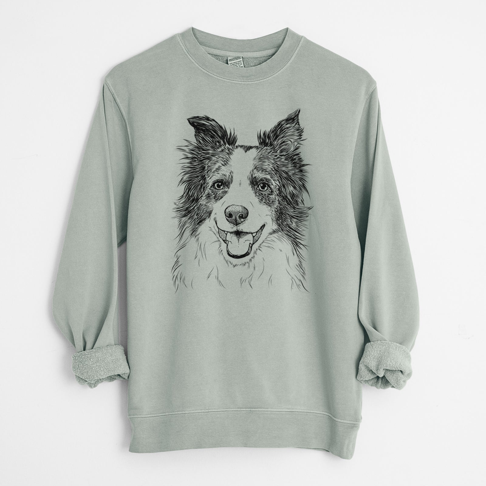 Bare Kylee the Border Collie - Unisex Pigment Dyed Crew Sweatshirt