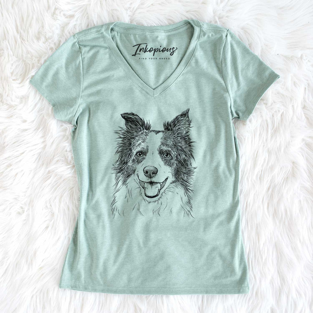 Bare Kylee the Border Collie - Women&#39;s V-neck Shirt
