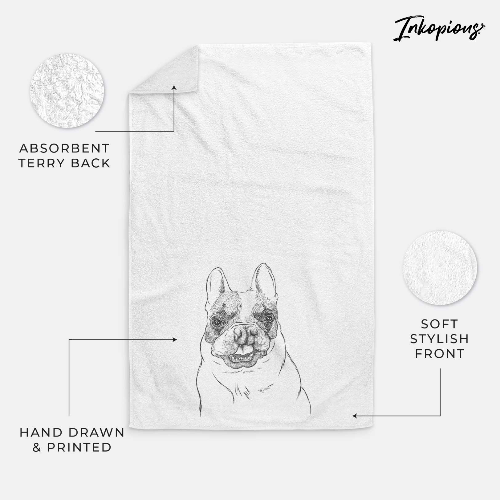 Lentil the French Bulldog Decorative Hand Towel