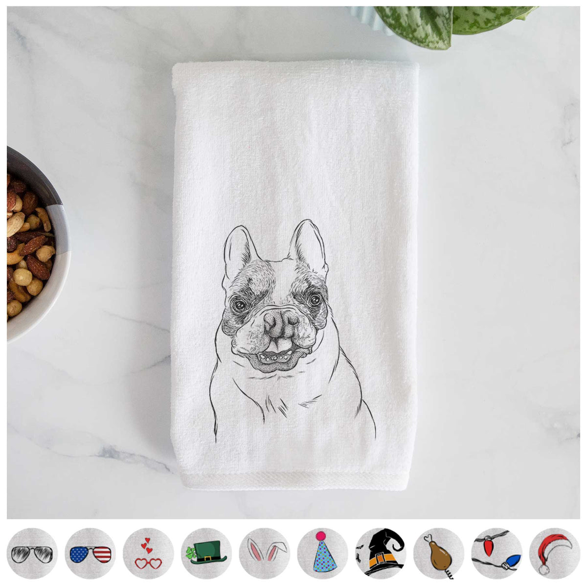 Lentil the French Bulldog Decorative Hand Towel