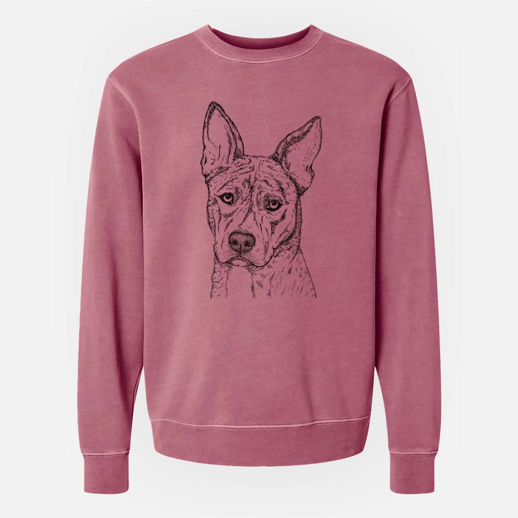 Bare Leo the Ibizan Hound Bull Mastiff Mix - Unisex Pigment Dyed Crew Sweatshirt