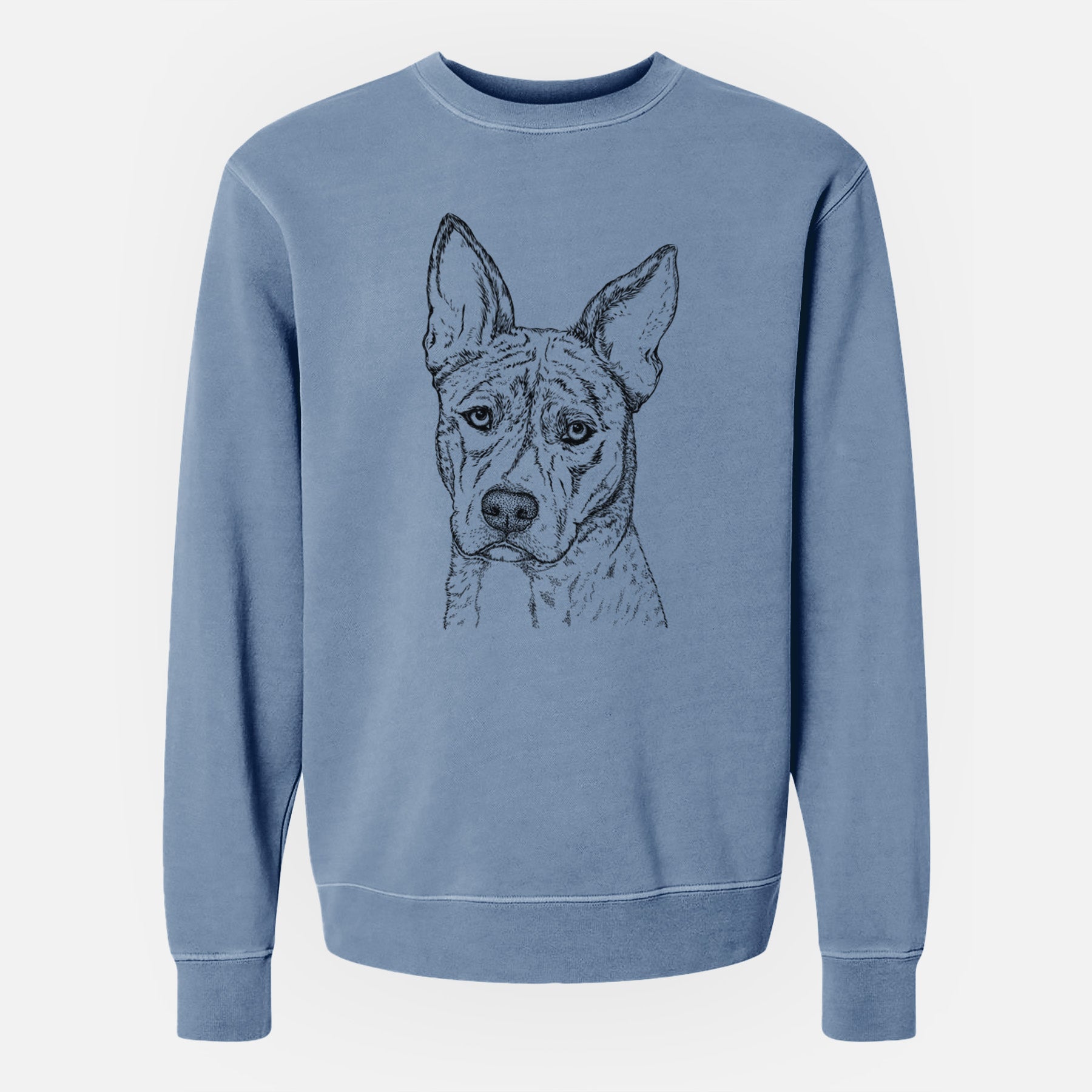 Bare Leo the Ibizan Hound Bull Mastiff Mix - Unisex Pigment Dyed Crew Sweatshirt