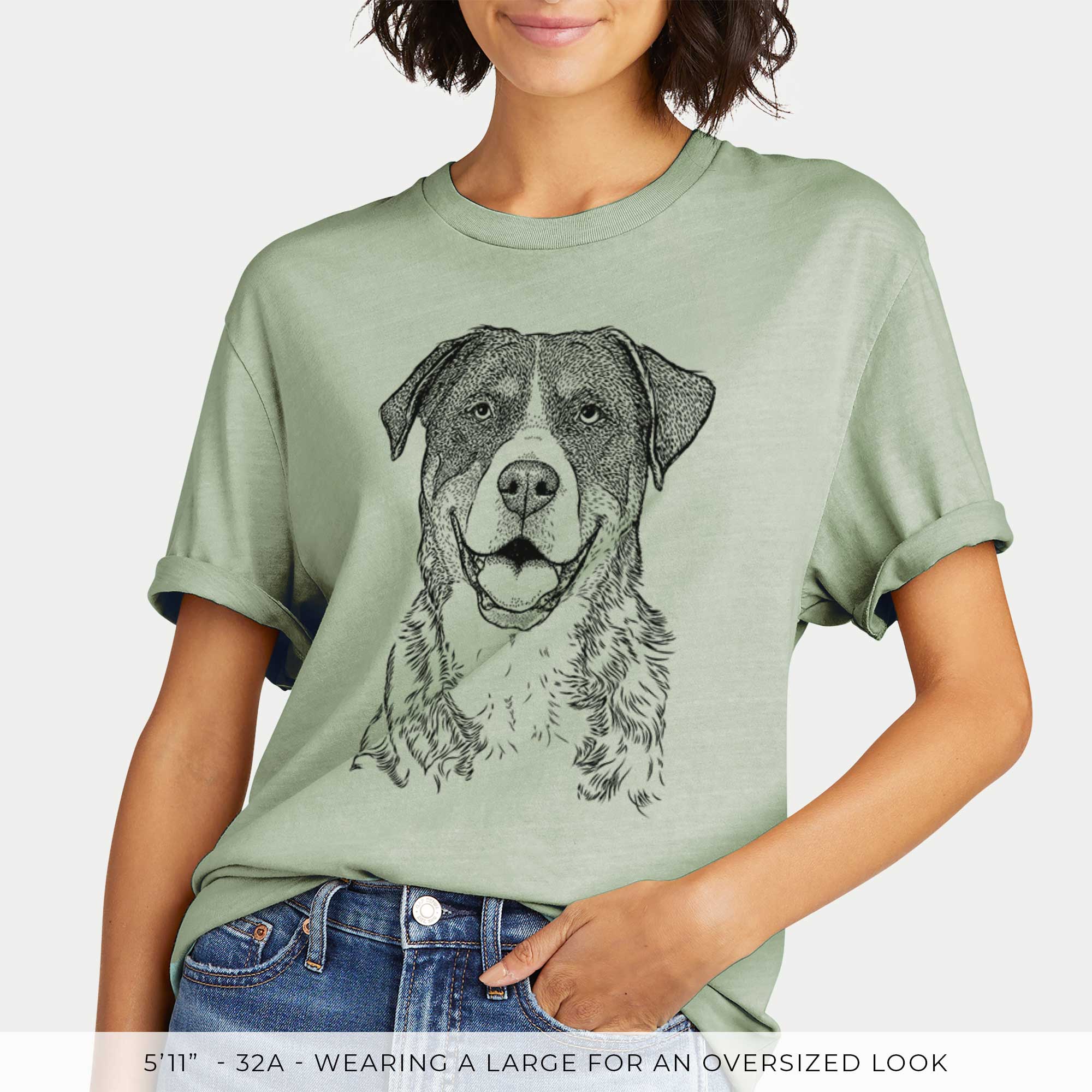 Bare Leon the Greater Swiss Mountain Dog -  Mineral Wash 100% Organic Cotton Short Sleeve