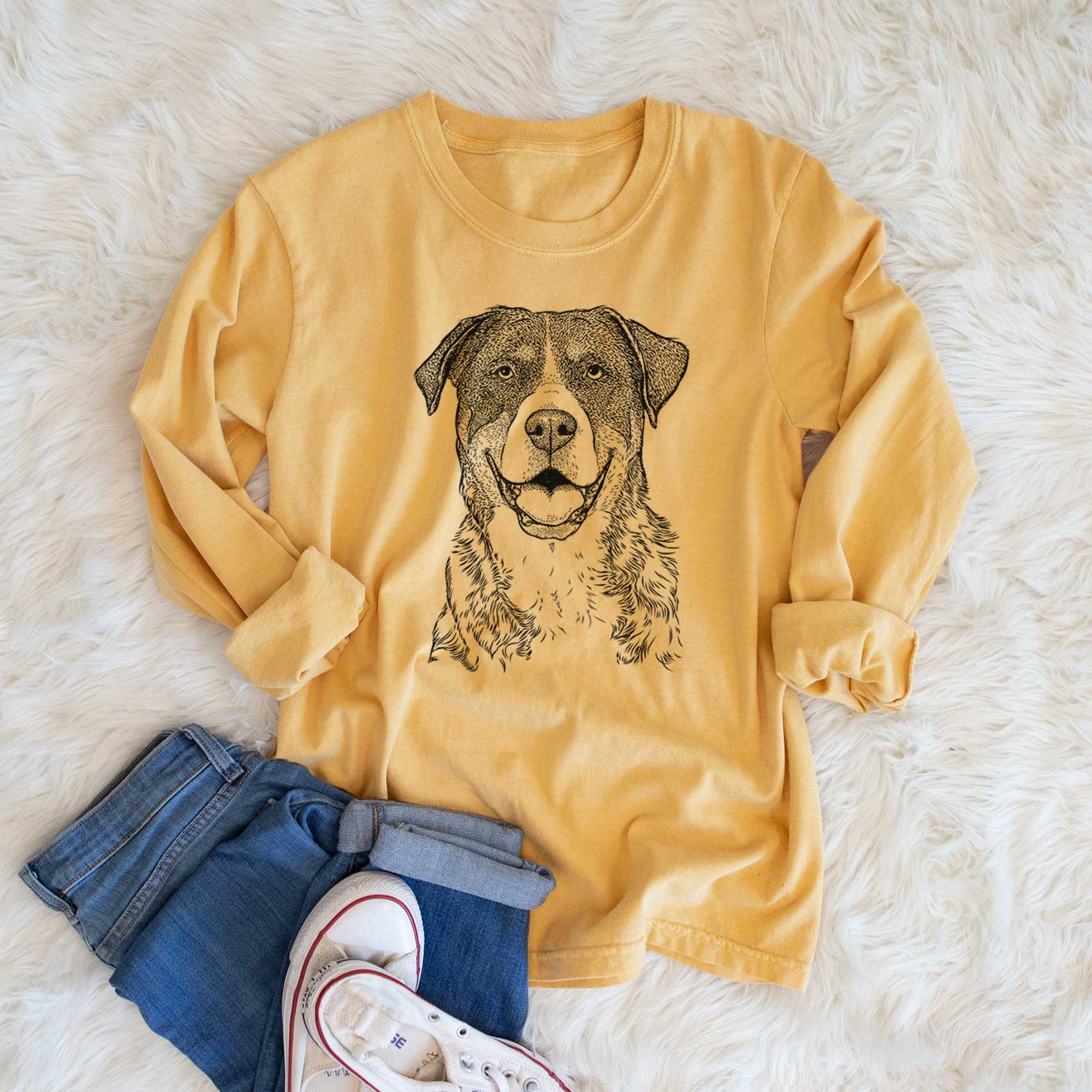 Bare Leon the Greater Swiss Mountain Dog - Heavyweight 100% Cotton Long Sleeve