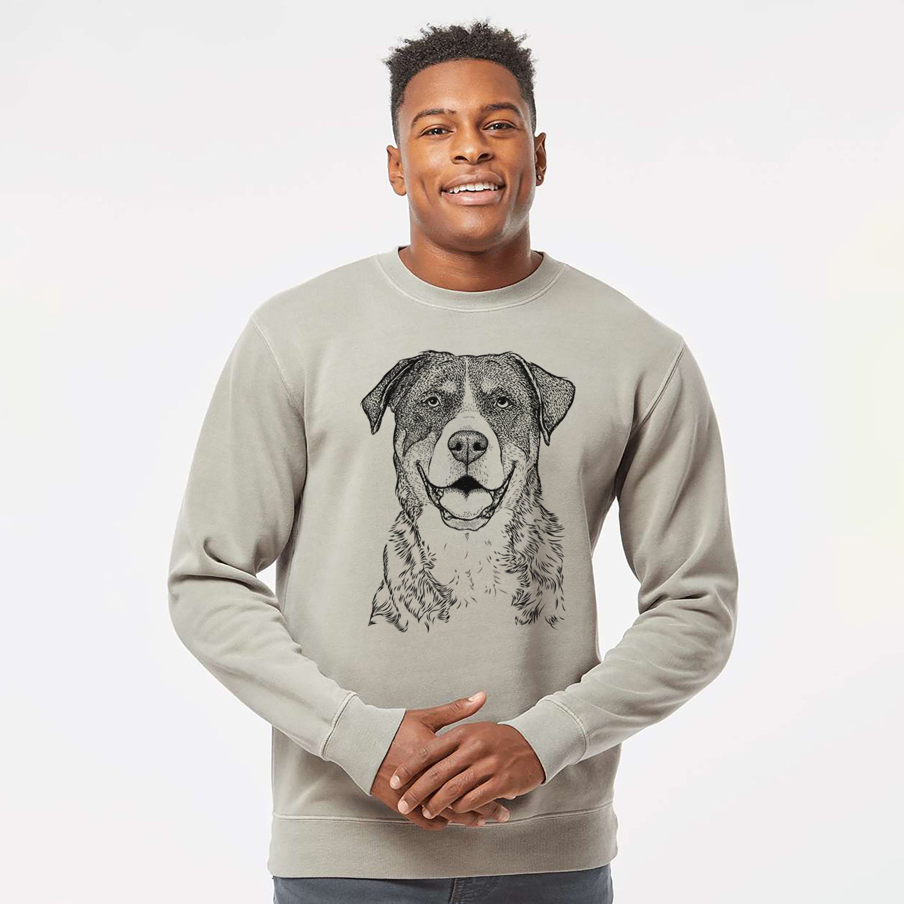 Bare Leon the Greater Swiss Mountain Dog - Unisex Pigment Dyed Crew Sweatshirt