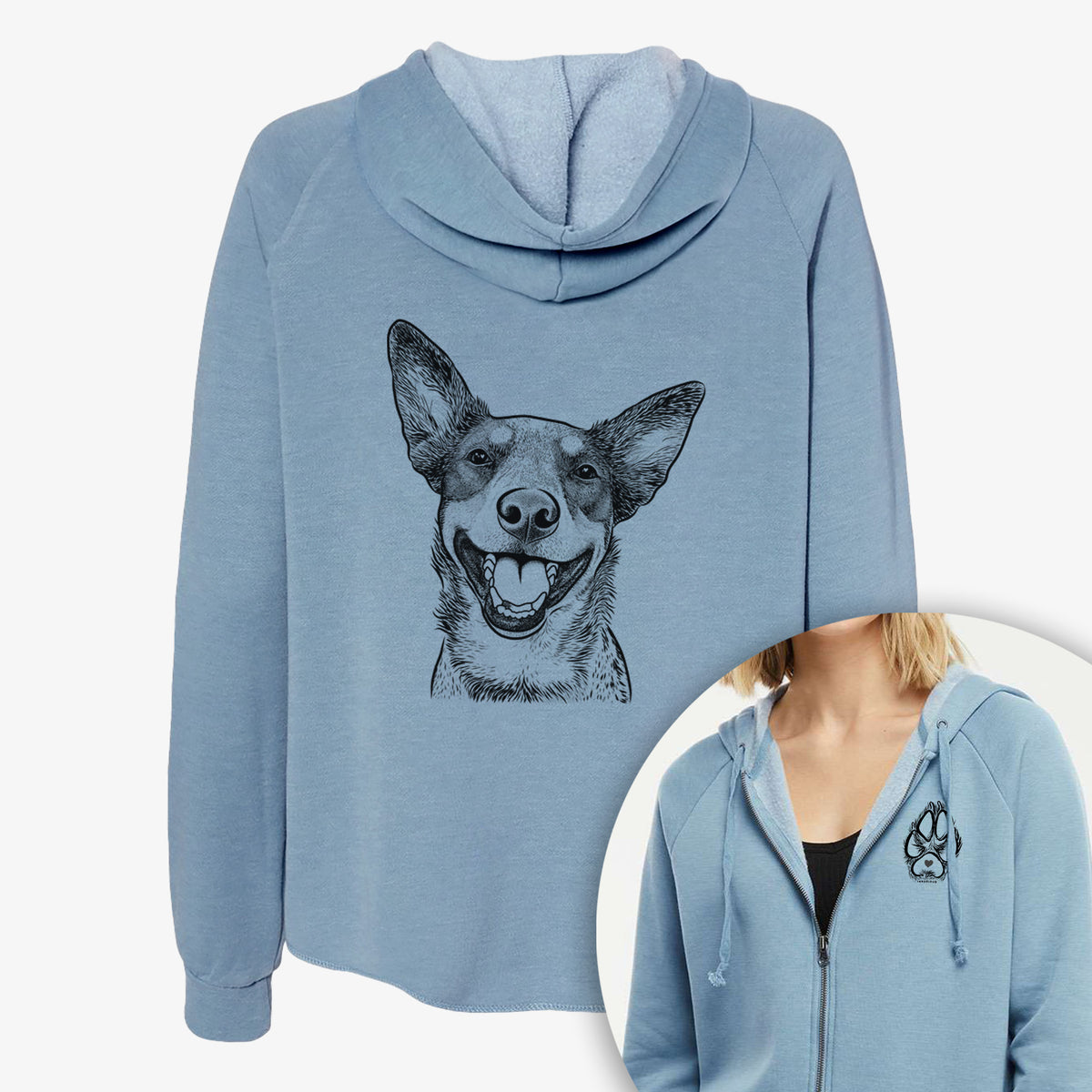 Lily the Australian Cattle Dog - Women&#39;s Cali Wave Zip-Up Sweatshirt