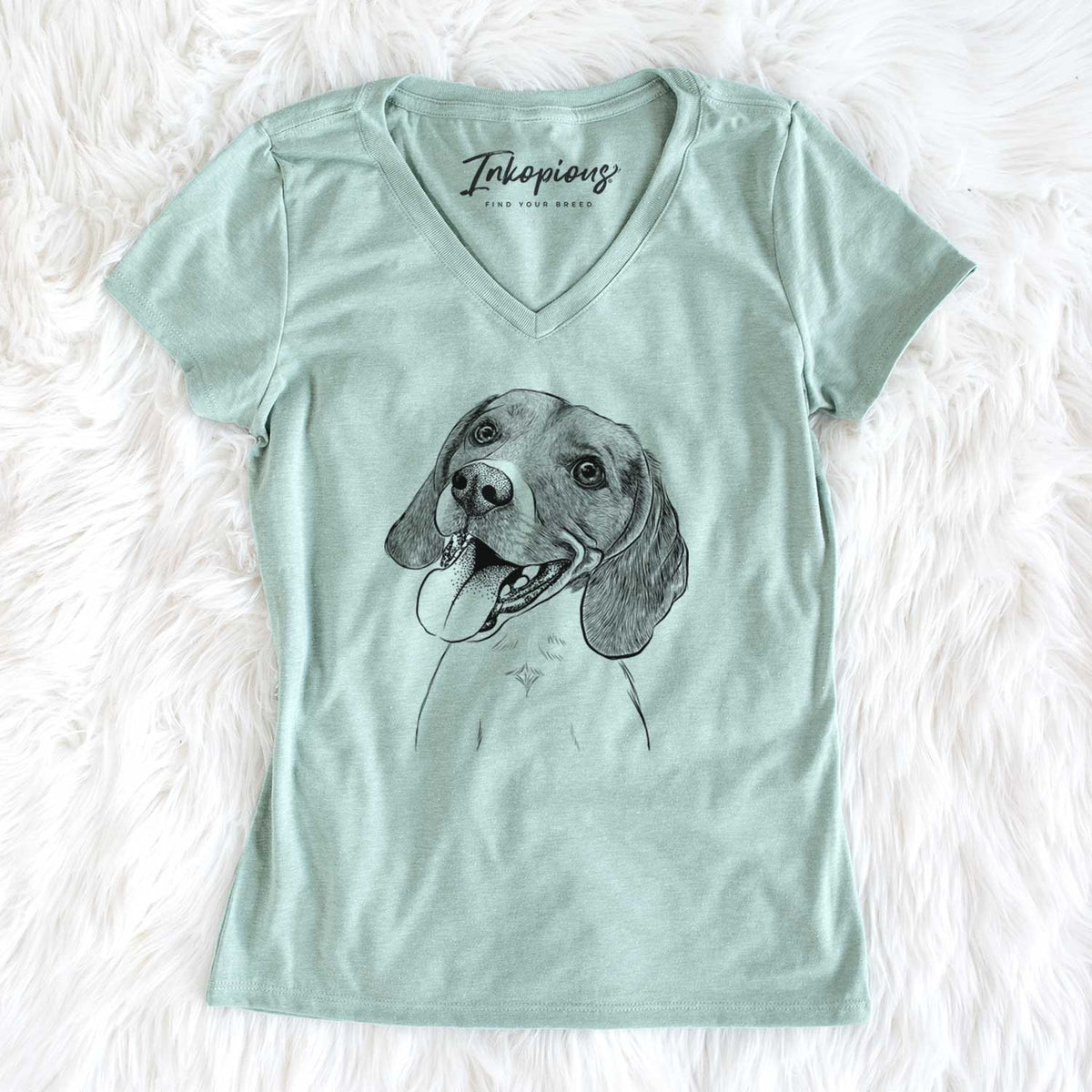 Bare Little Bandit the Beagle - Women&#39;s V-neck Shirt