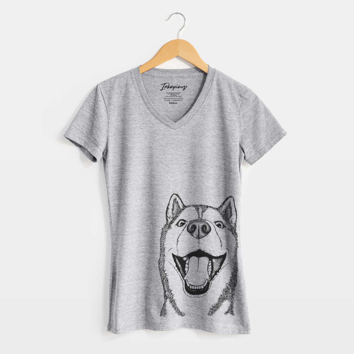 Bare Little Country the Siberian Husky - Women's V-neck Shirt