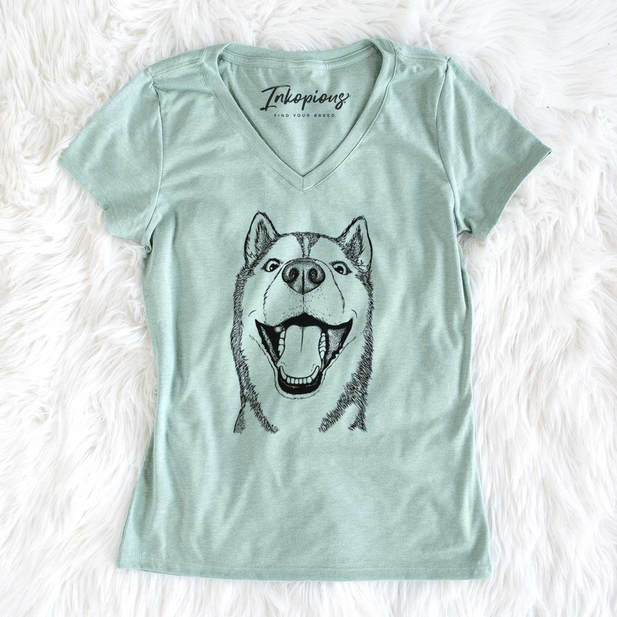 Bare Little Country the Siberian Husky - Women&#39;s V-neck Shirt