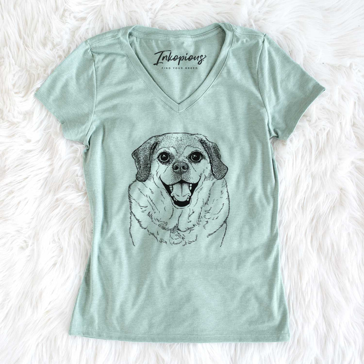 Bare Little Man the Puggle - Women&#39;s V-neck Shirt