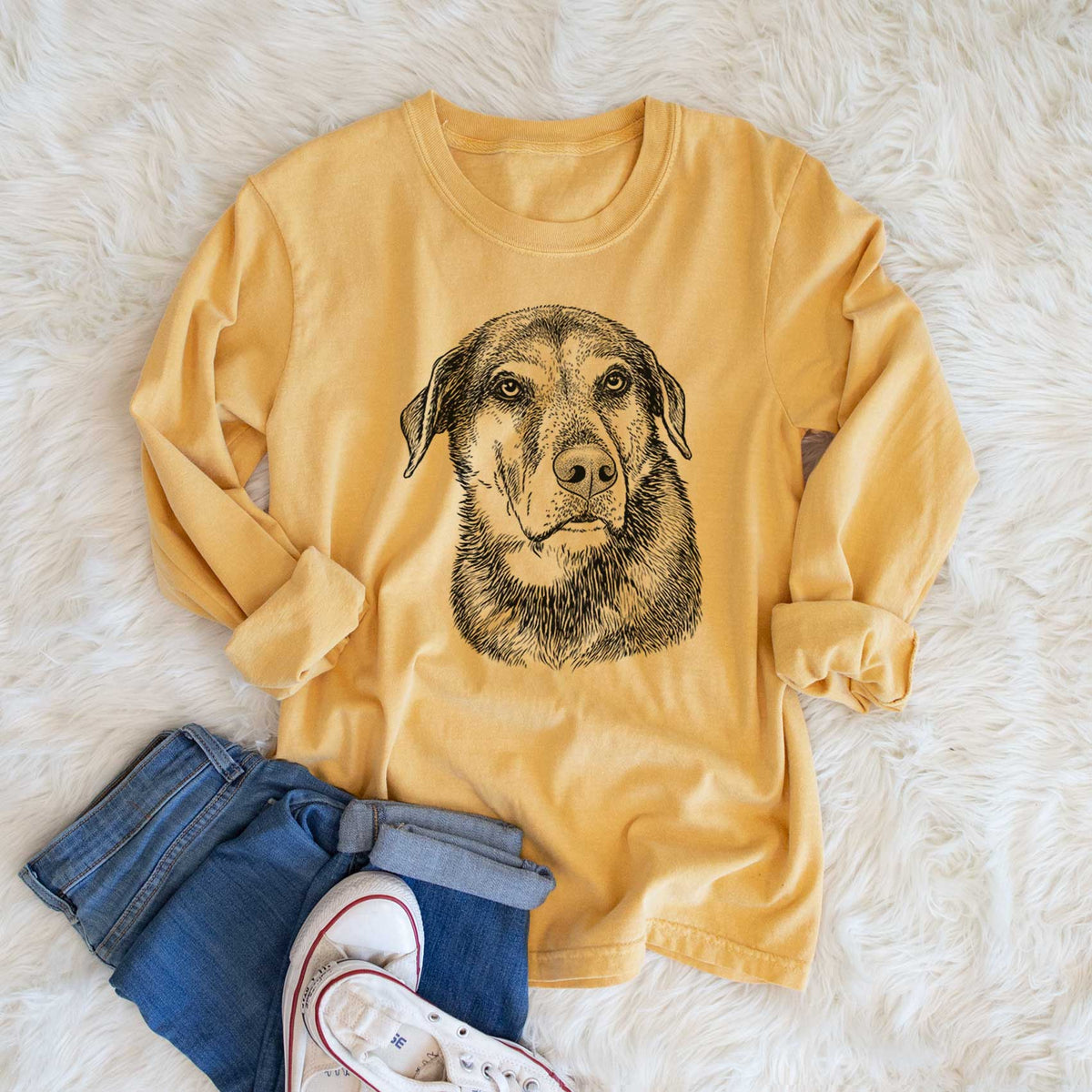 Bare Lobo the Shepherd Mix - Heavyweight 100% Cotton Long Sleeve