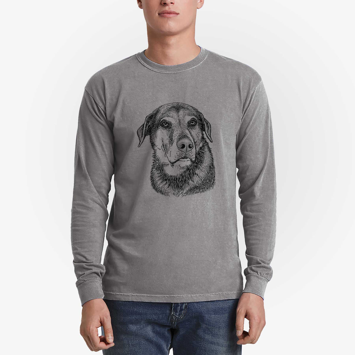 Bare Lobo the Shepherd Mix - Heavyweight 100% Cotton Long Sleeve