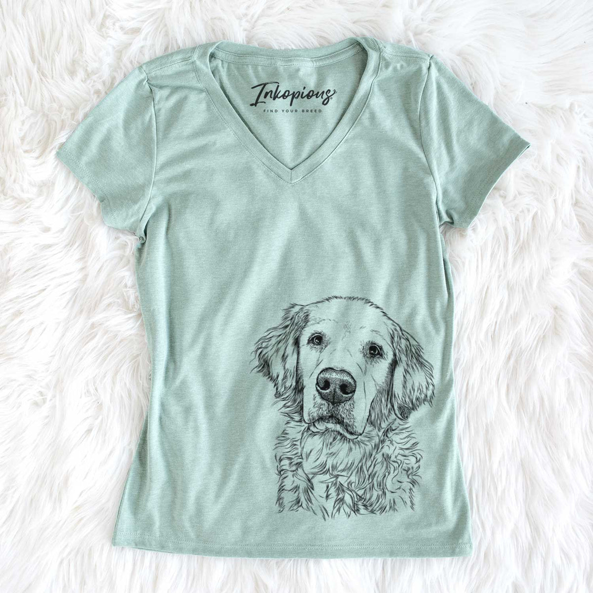 Bare Loganator the Golden Retriever - Women's V-neck Shirt