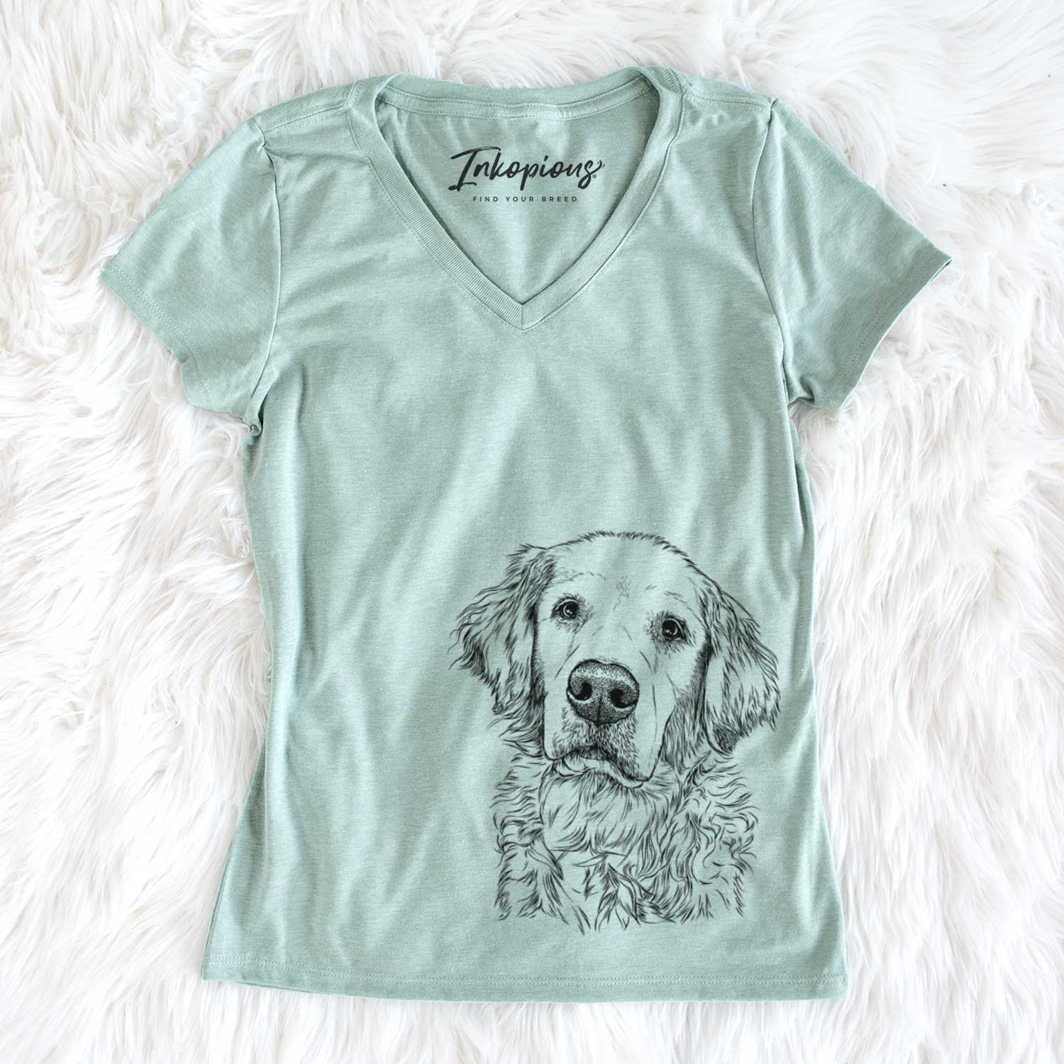 Bare Loganator the Golden Retriever - Women's V-neck Shirt