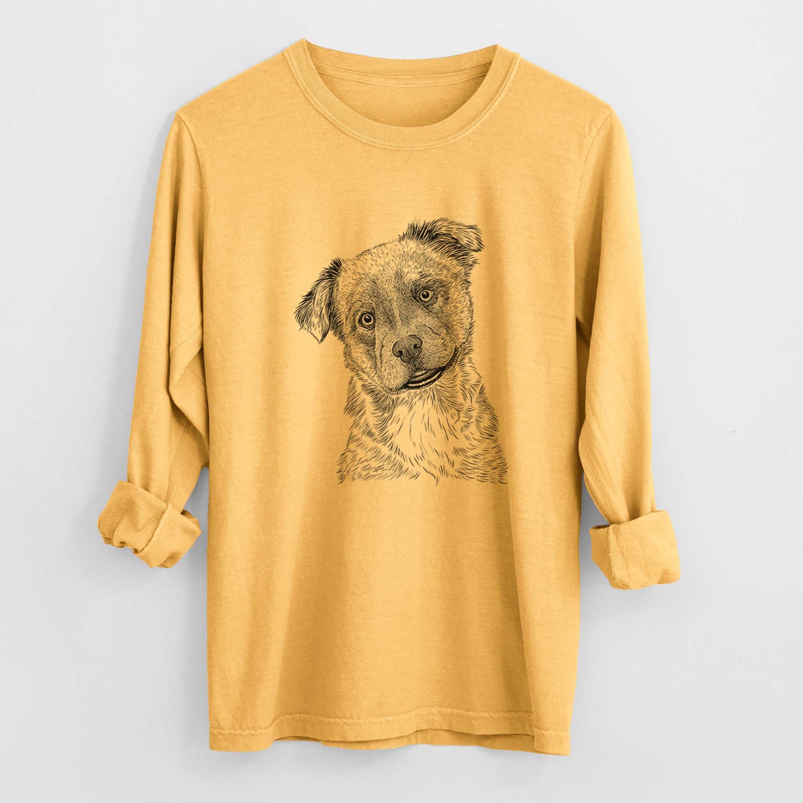Bare Loki Bear the Australian Cattle Dog Mix - Heavyweight 100% Cotton Long Sleeve