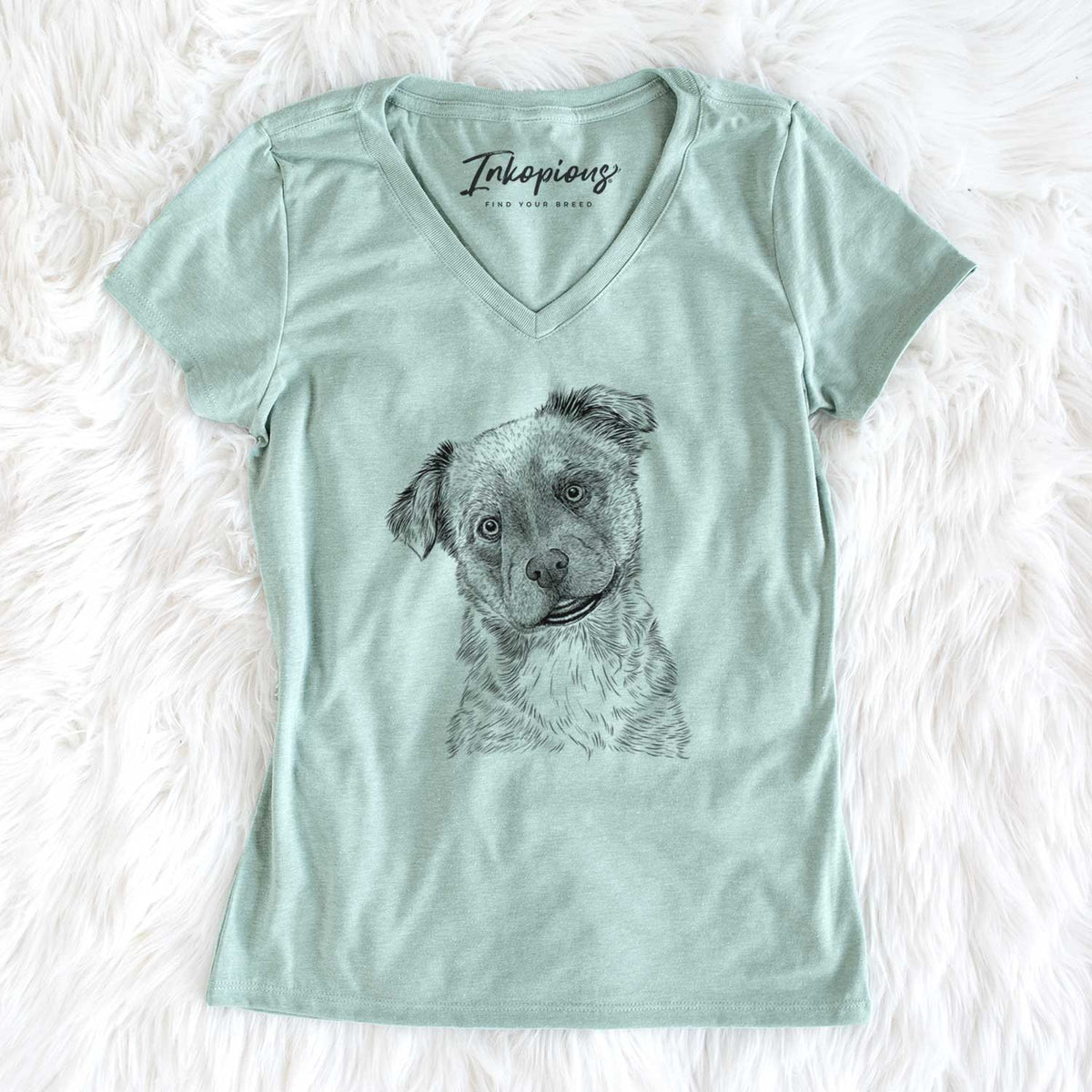 Bare Loki Bear the Australian Cattle Dog Mix - Women's V-neck Shirt