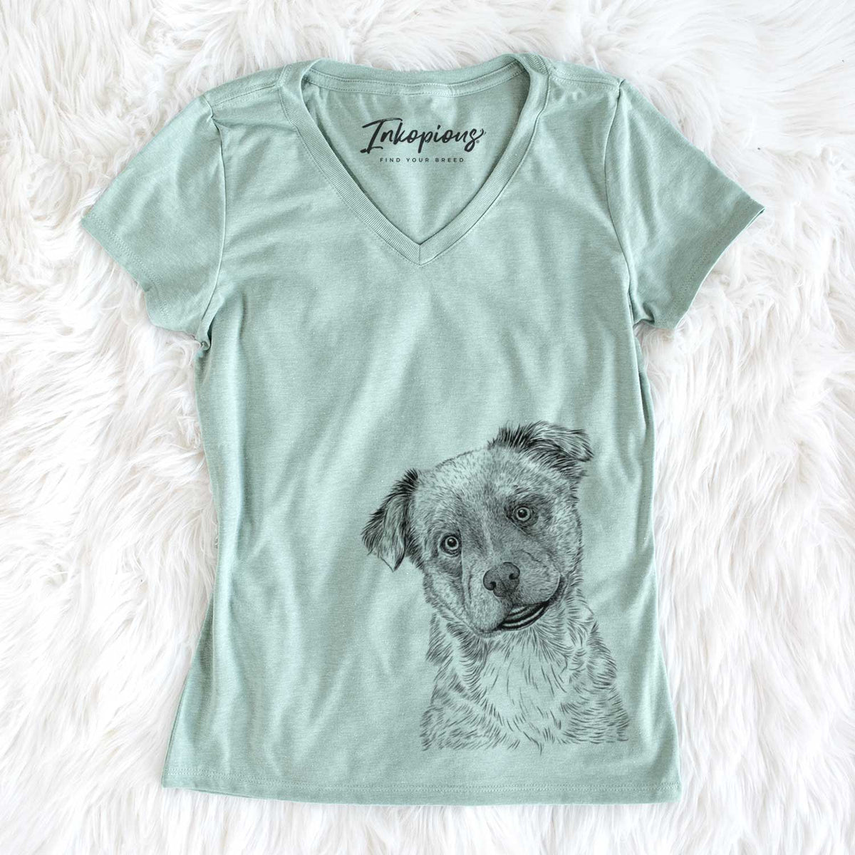 Bare Loki Bear the Australian Cattle Dog Mix - Women's V-neck Shirt