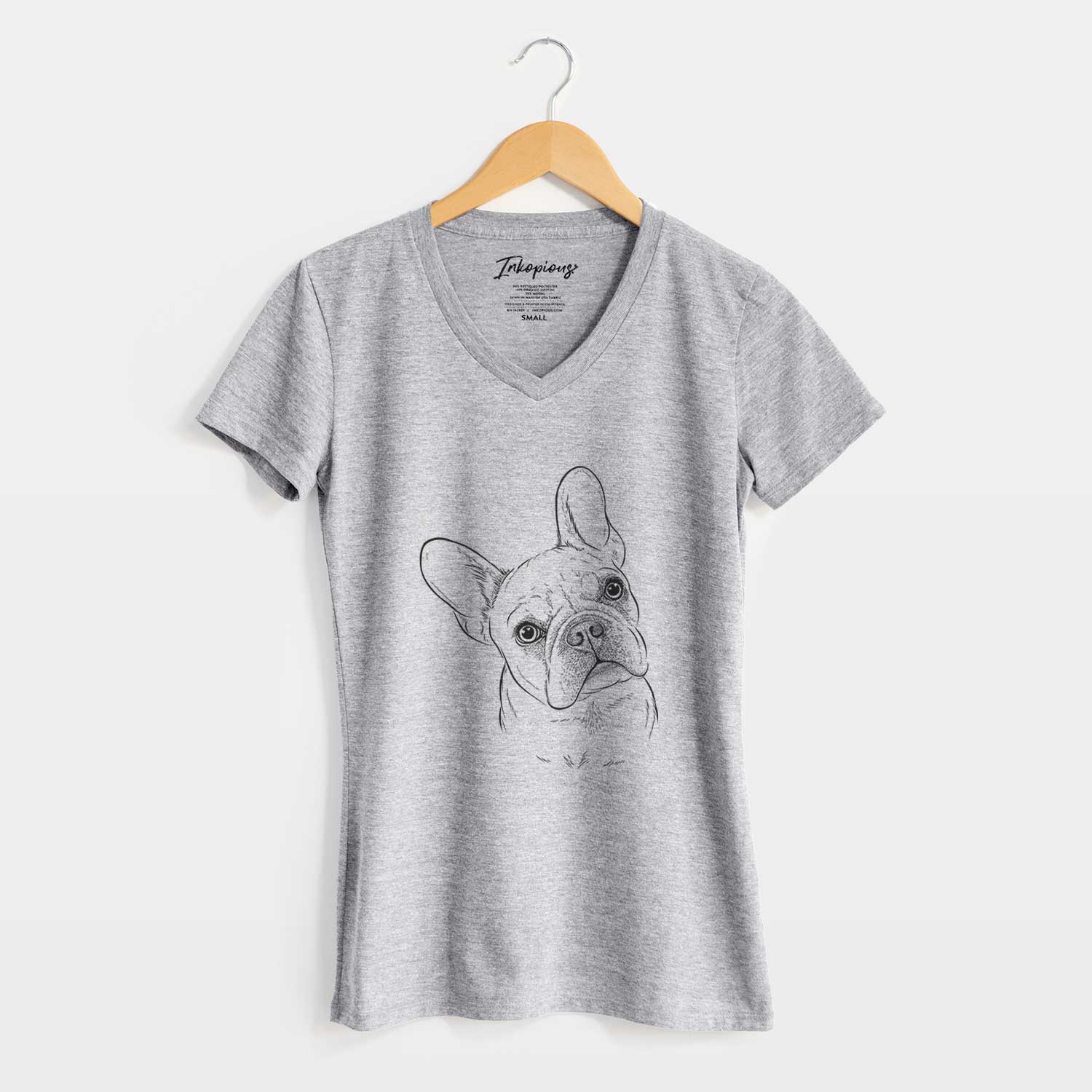 Bare Loki the French Bulldog - Women's V-neck Shirt