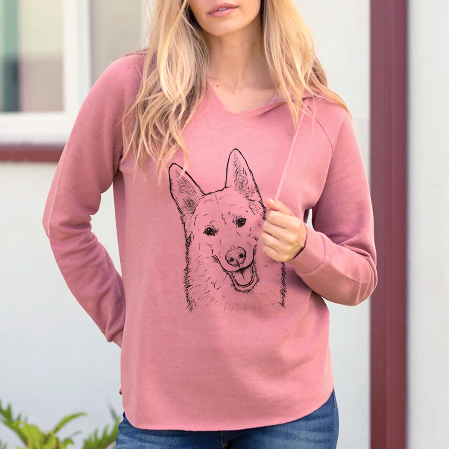 Bare Loki the Husky Shepherd Mix - Cali Wave Hooded Sweatshirt