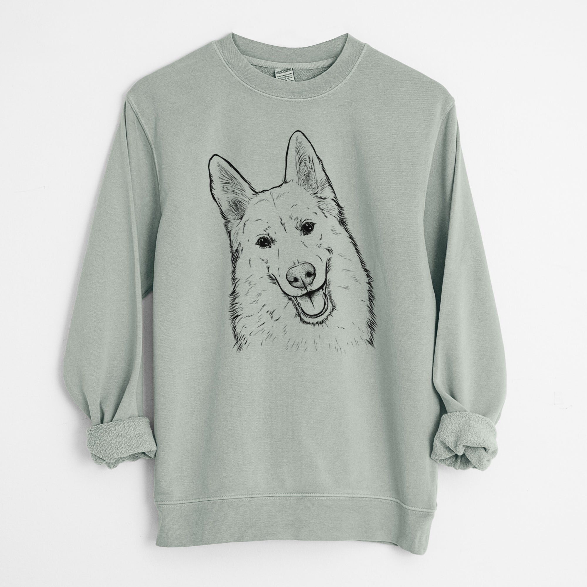 Bare Loki the Husky Shepherd Mix - Unisex Pigment Dyed Crew Sweatshirt