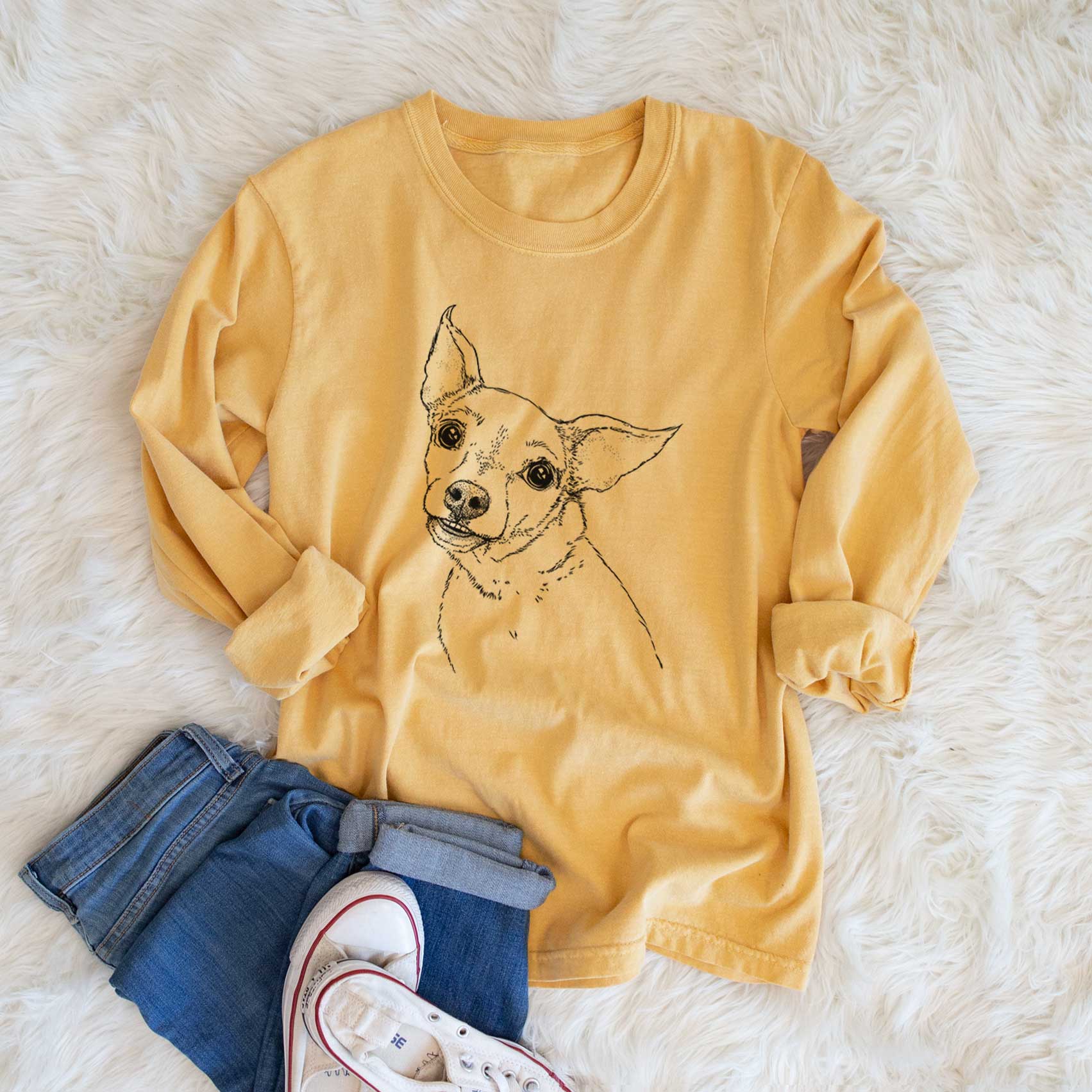 Bare Lola the Chiweenie - Heavyweight 100% Cotton Long Sleeve