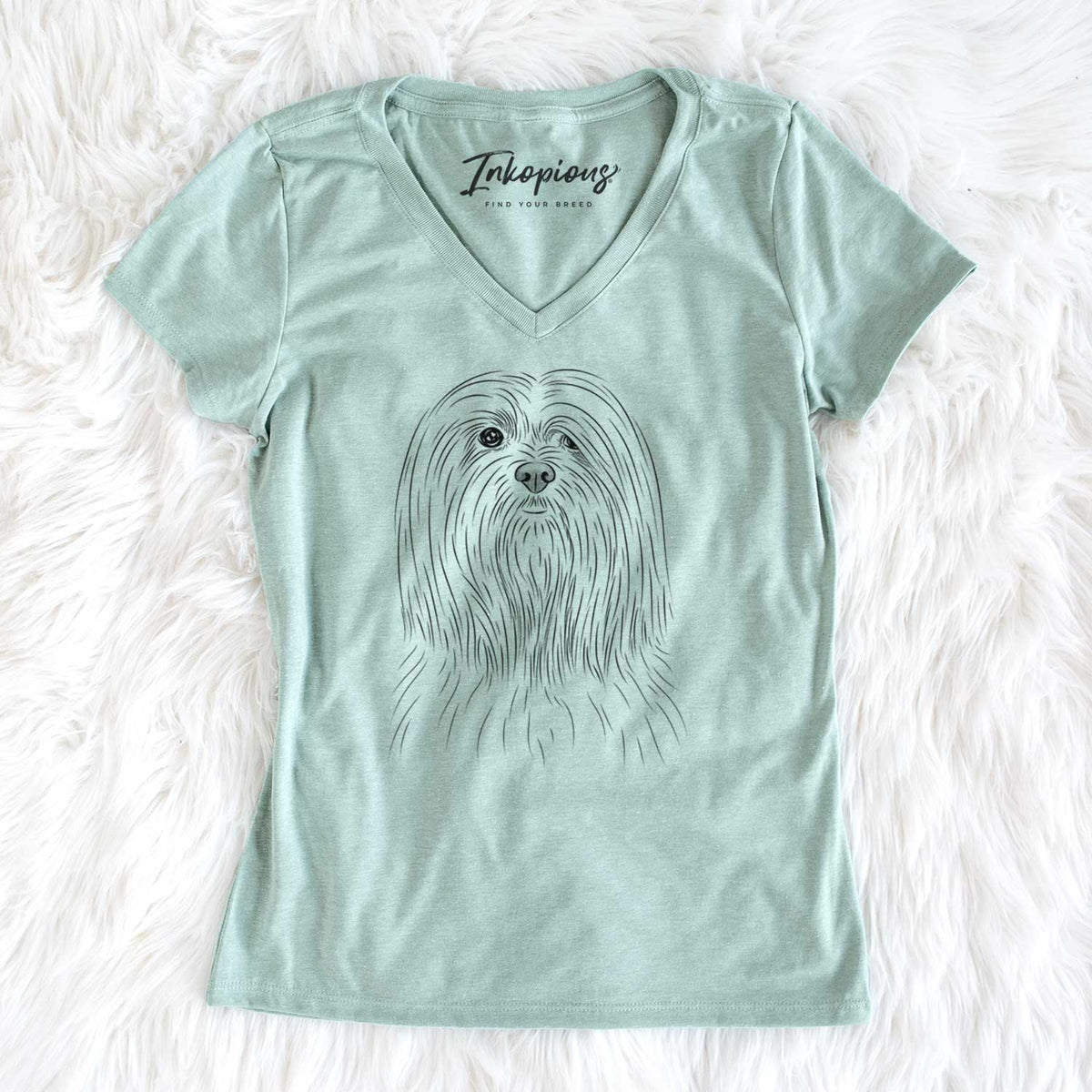 Bare Lorenzo the Lhasa Apso - Women&#39;s V-neck Shirt