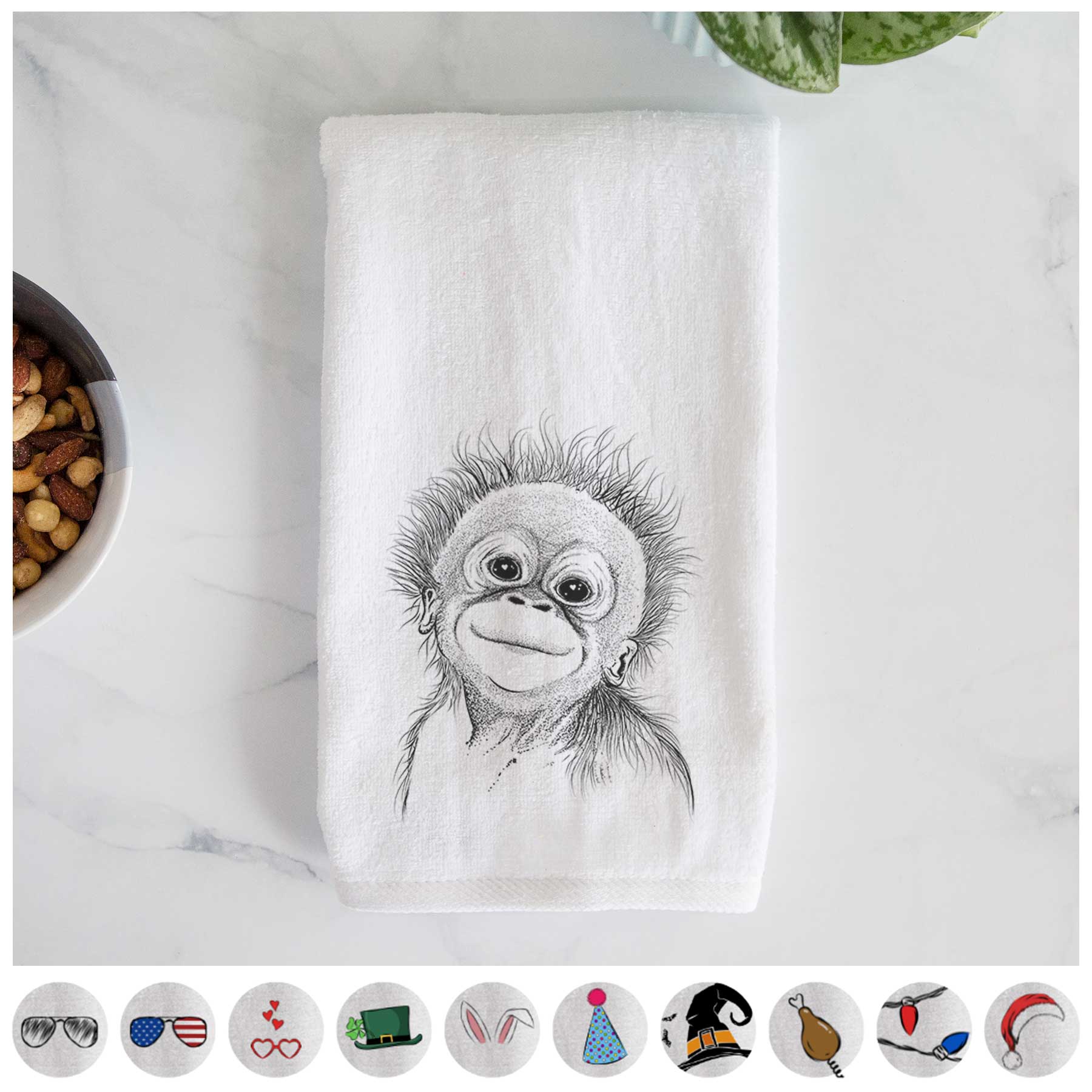 Louie the Baby Orangutan Decorative Hand Towel