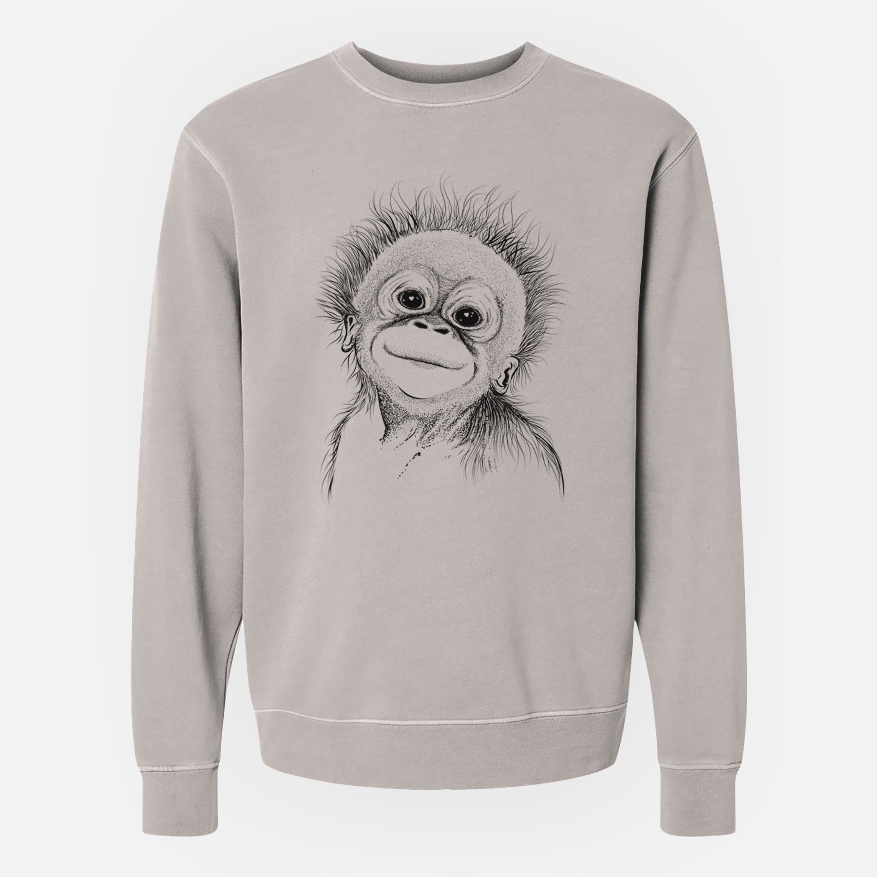 Bare Louie the Baby Orangutan - Unisex Pigment Dyed Crew Sweatshirt