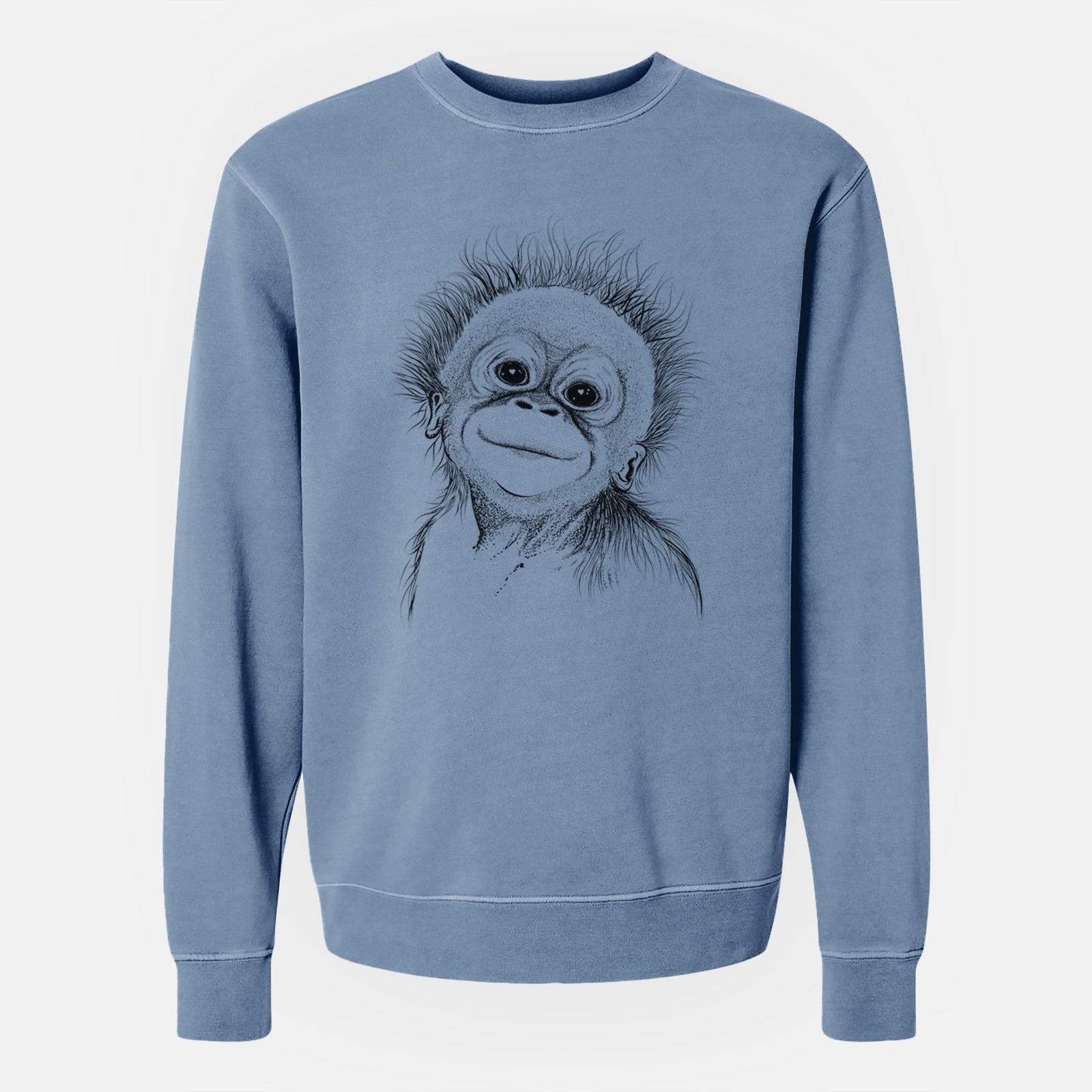 Bare Louie the Baby Orangutan - Unisex Pigment Dyed Crew Sweatshirt