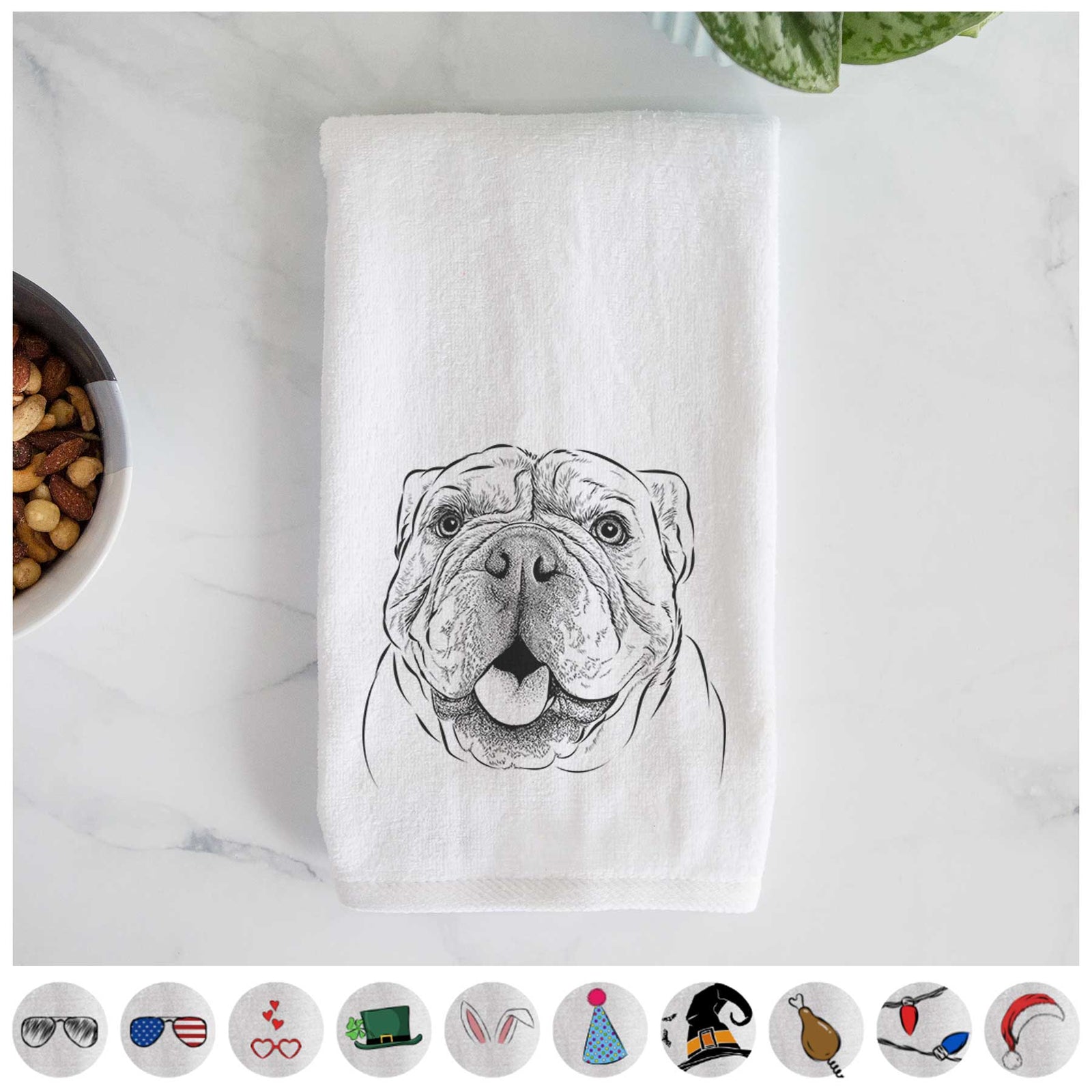 Louie the English Bulldog Decorative Hand Towel