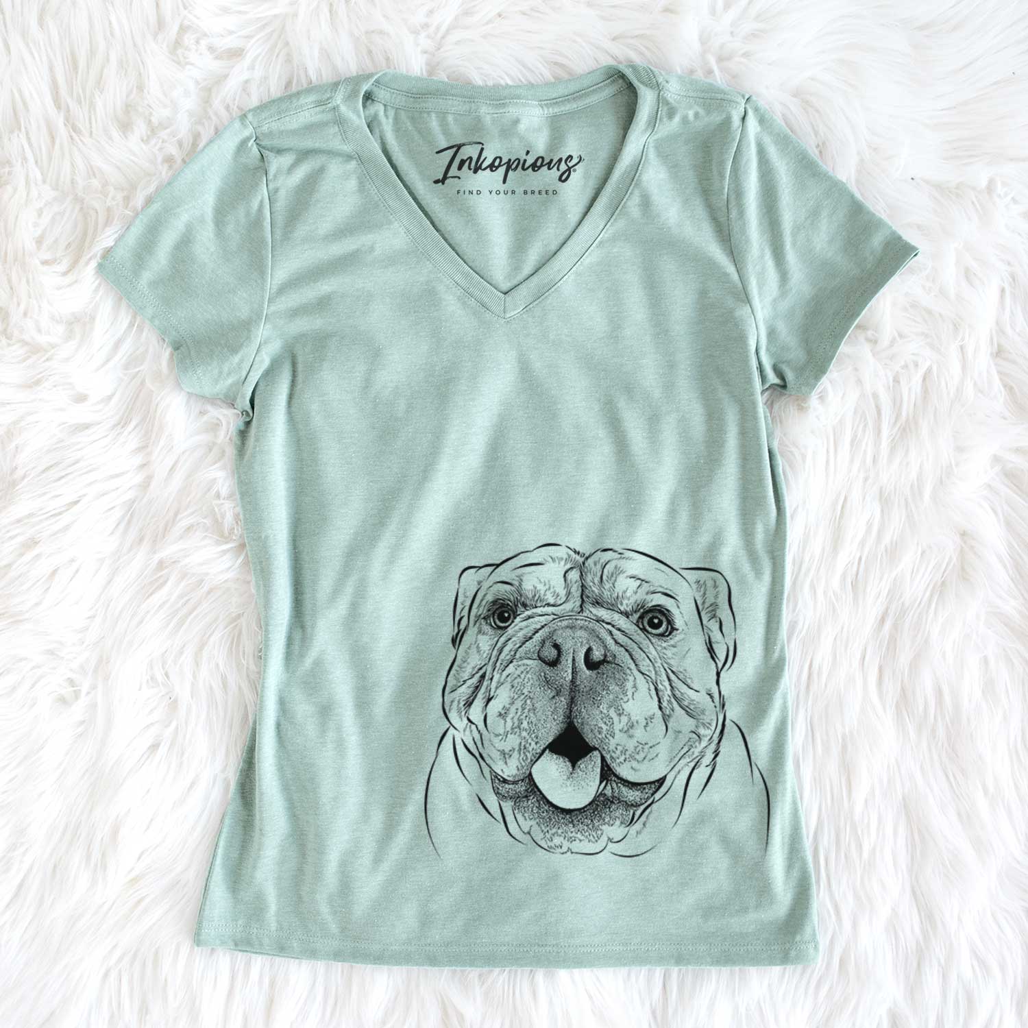 Bare Louie the English Bulldog - Women's V-neck Shirt