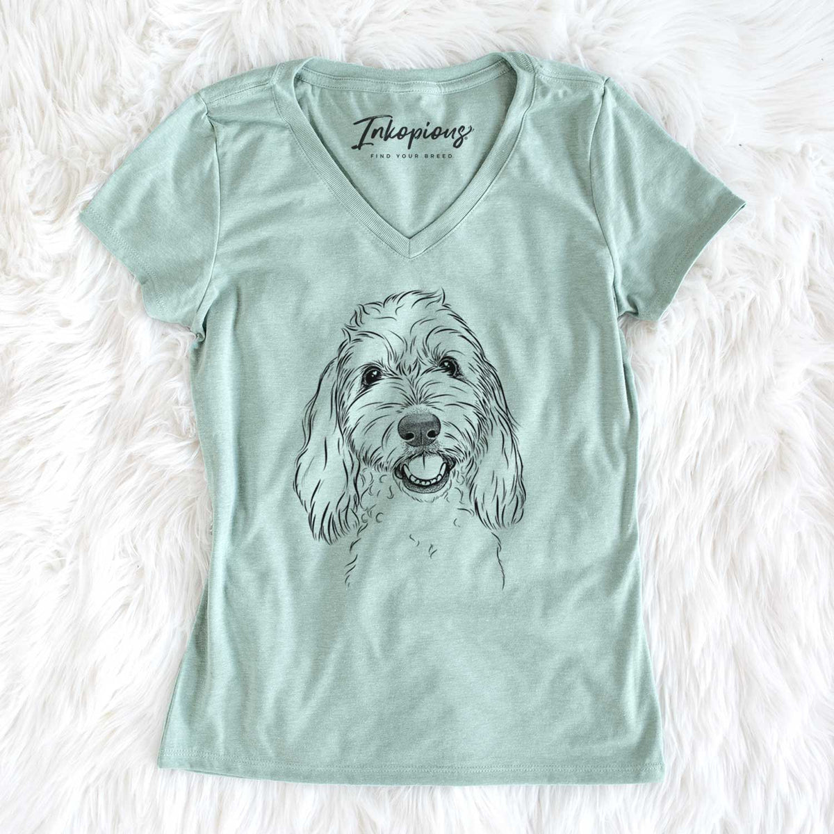 Bare Louie the Coton de Tulear - Women's V-neck Shirt