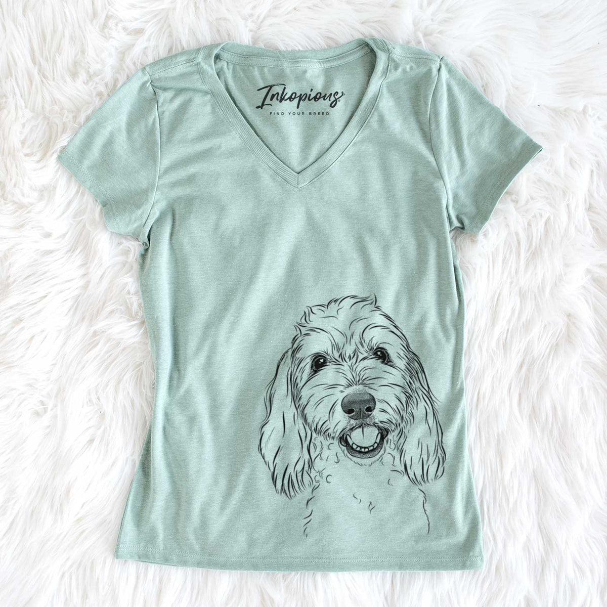 Bare Louie the Coton de Tulear - Women's V-neck Shirt