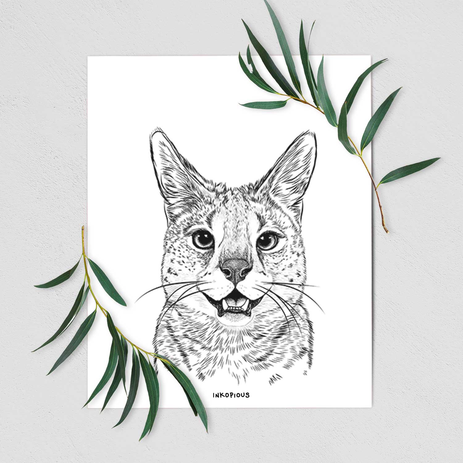 Lucky the Serval Cat Art Print