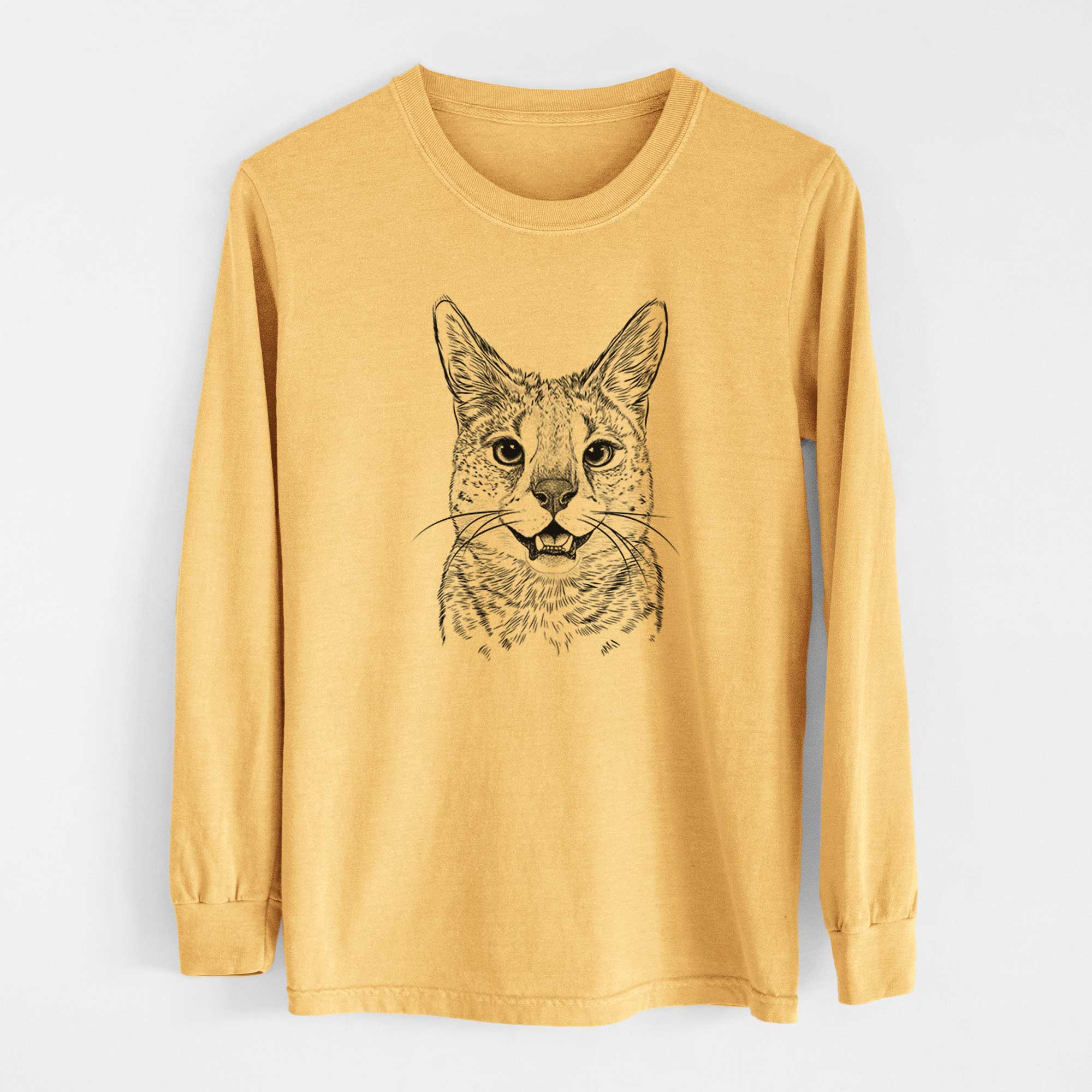 Bare Lucky the Serval Cat - Heavyweight 100% Cotton Long Sleeve