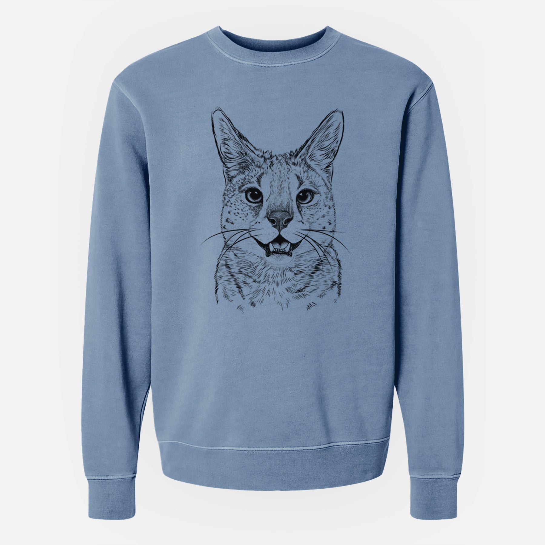 Bare Lucky the Serval Cat - Unisex Pigment Dyed Crew Sweatshirt