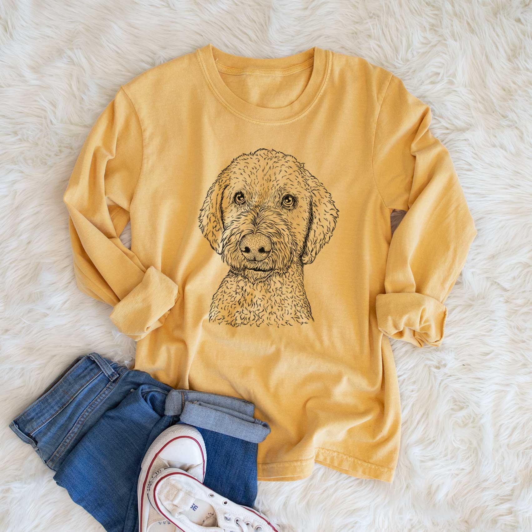 Bare Lucy Boo the Goldendoodle - Heavyweight 100% Cotton Long Sleeve