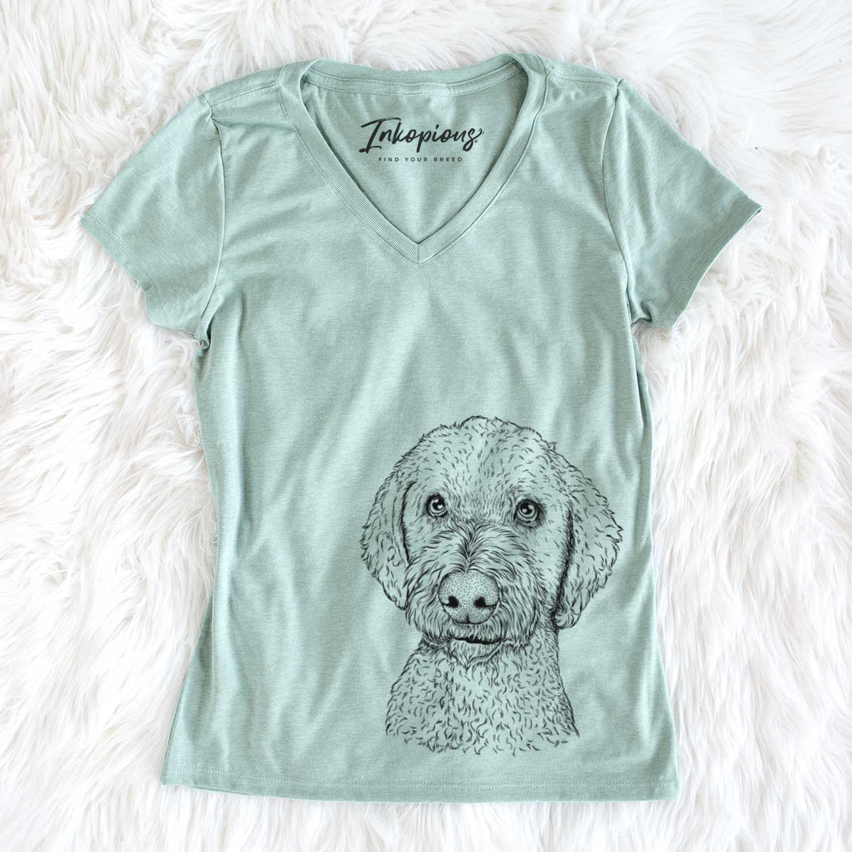 Bare Lucy Boo the Goldendoodle - Women's V-neck Shirt