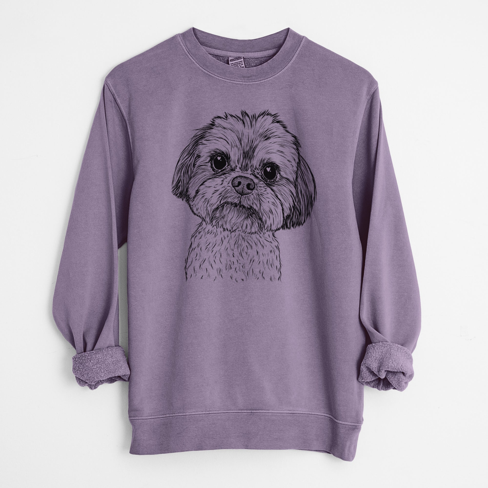 Bare Lucy the Shorkie - Unisex Pigment Dyed Crew Sweatshirt