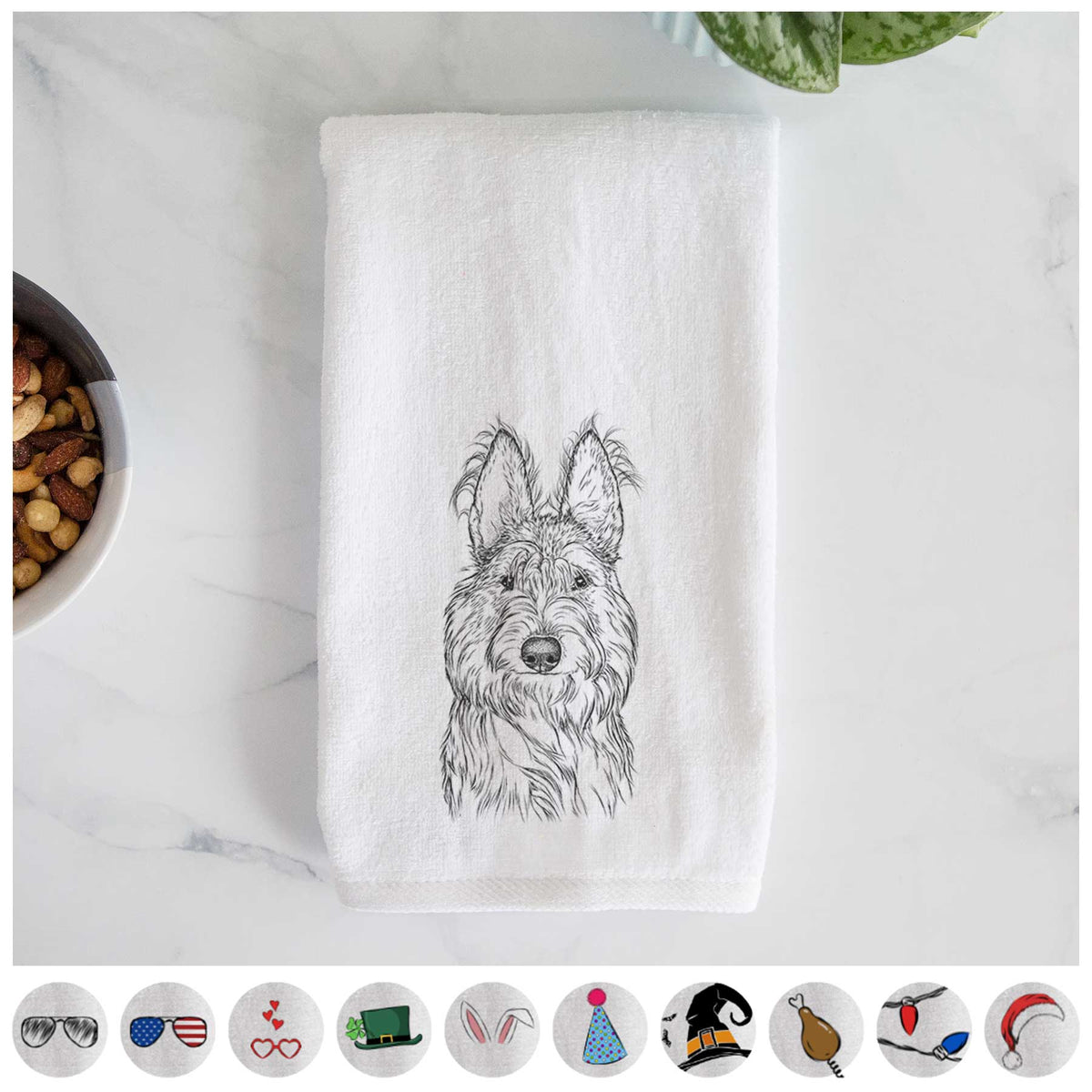 Luna the Berger Picard Decorative Hand Towel