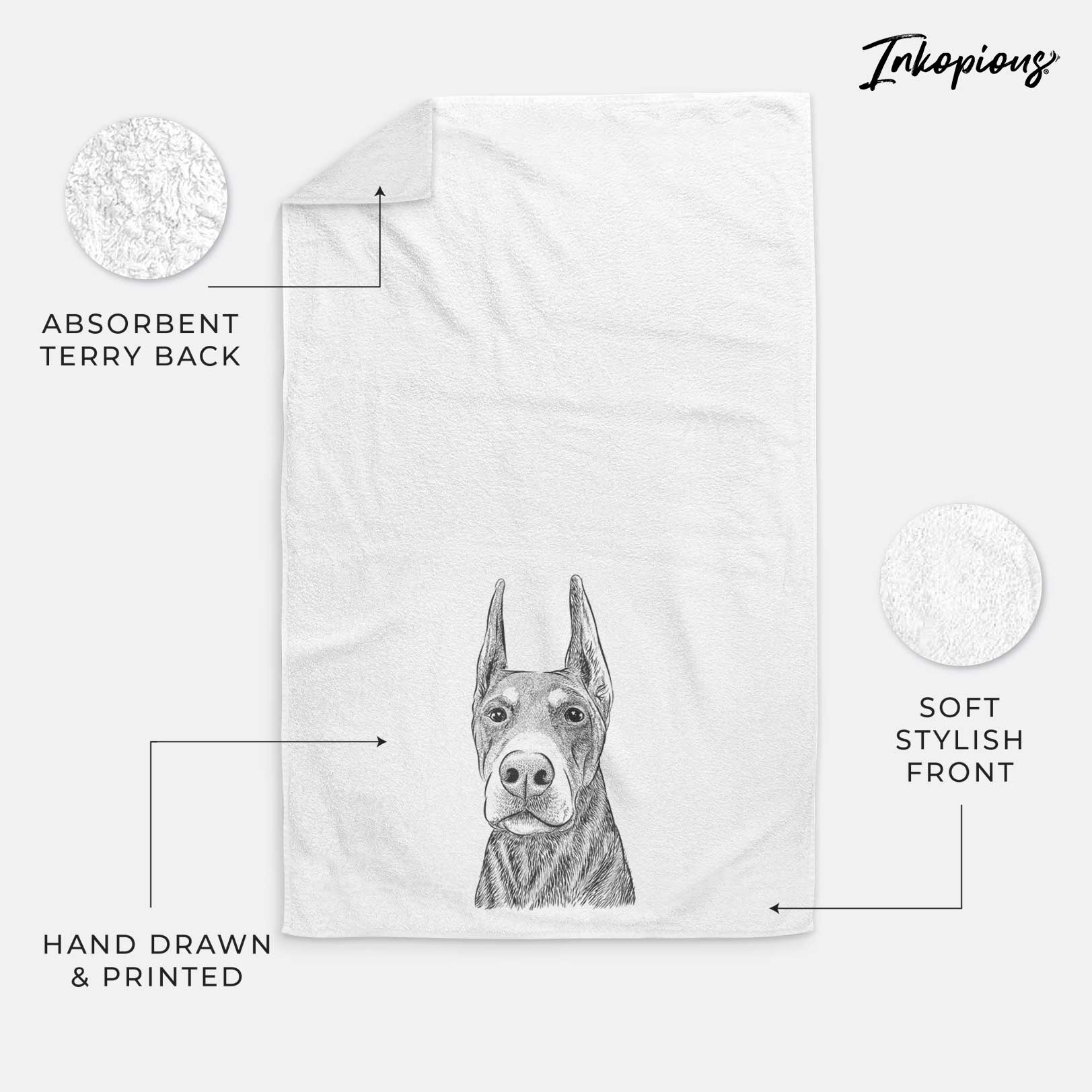 Luna the Doberman Pinscher Decorative Hand Towel