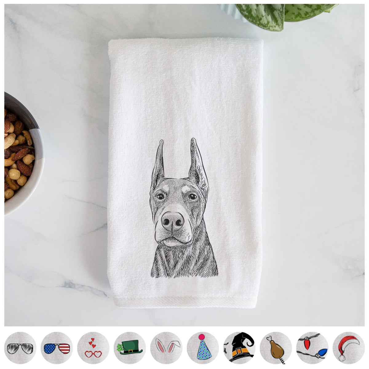 Luna the Doberman Pinscher Decorative Hand Towel