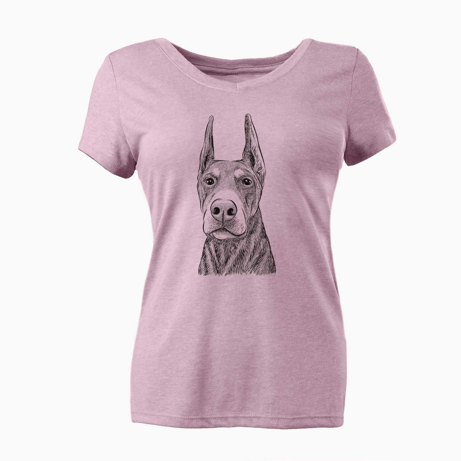 Bare Luna the Doberman Pinscher - Women's V-neck Shirt