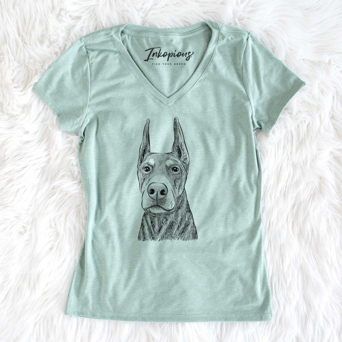 Bare Luna the Doberman Pinscher - Women&#39;s V-neck Shirt