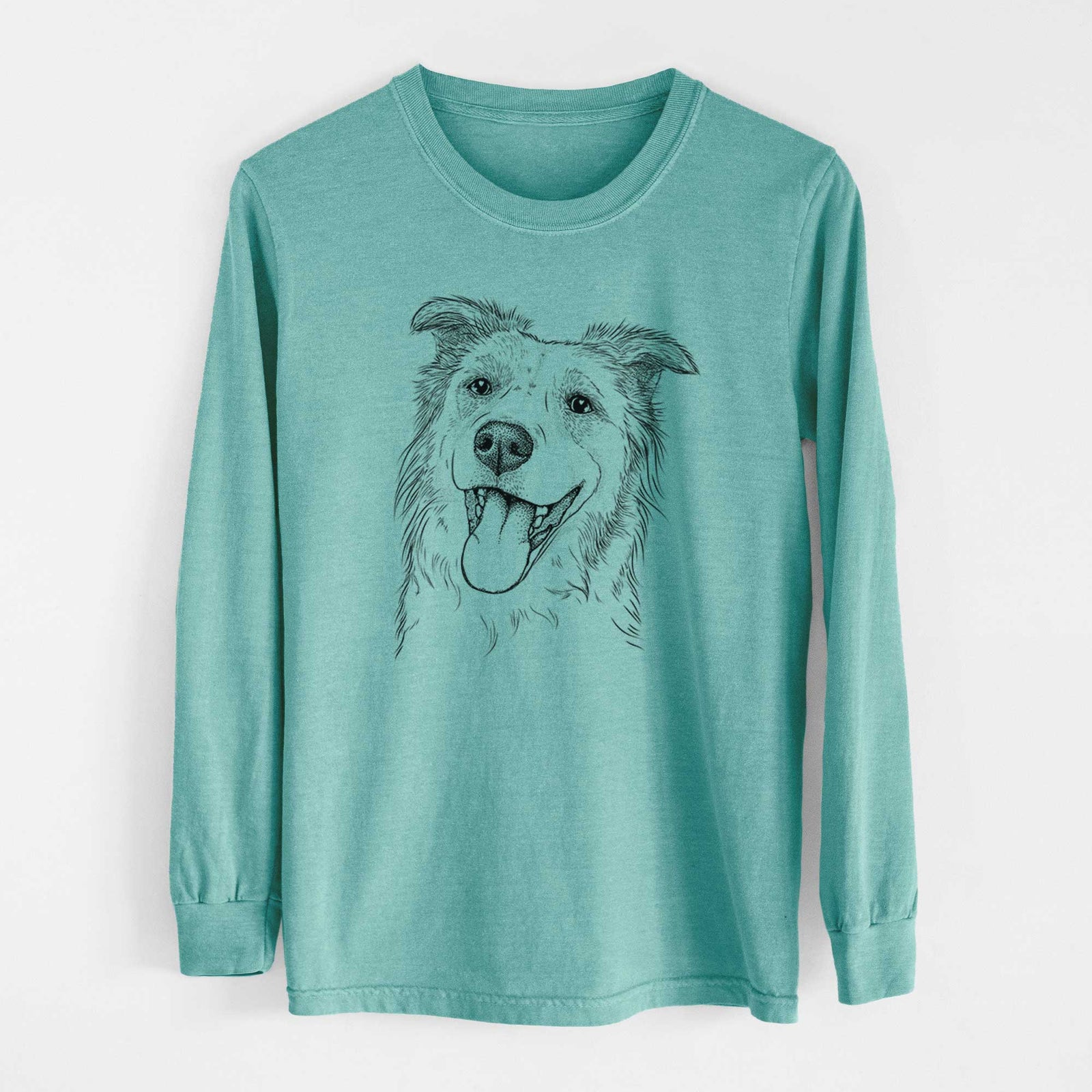 Bare Macaroni the Border Collie - Heavyweight 100% Cotton Long Sleeve