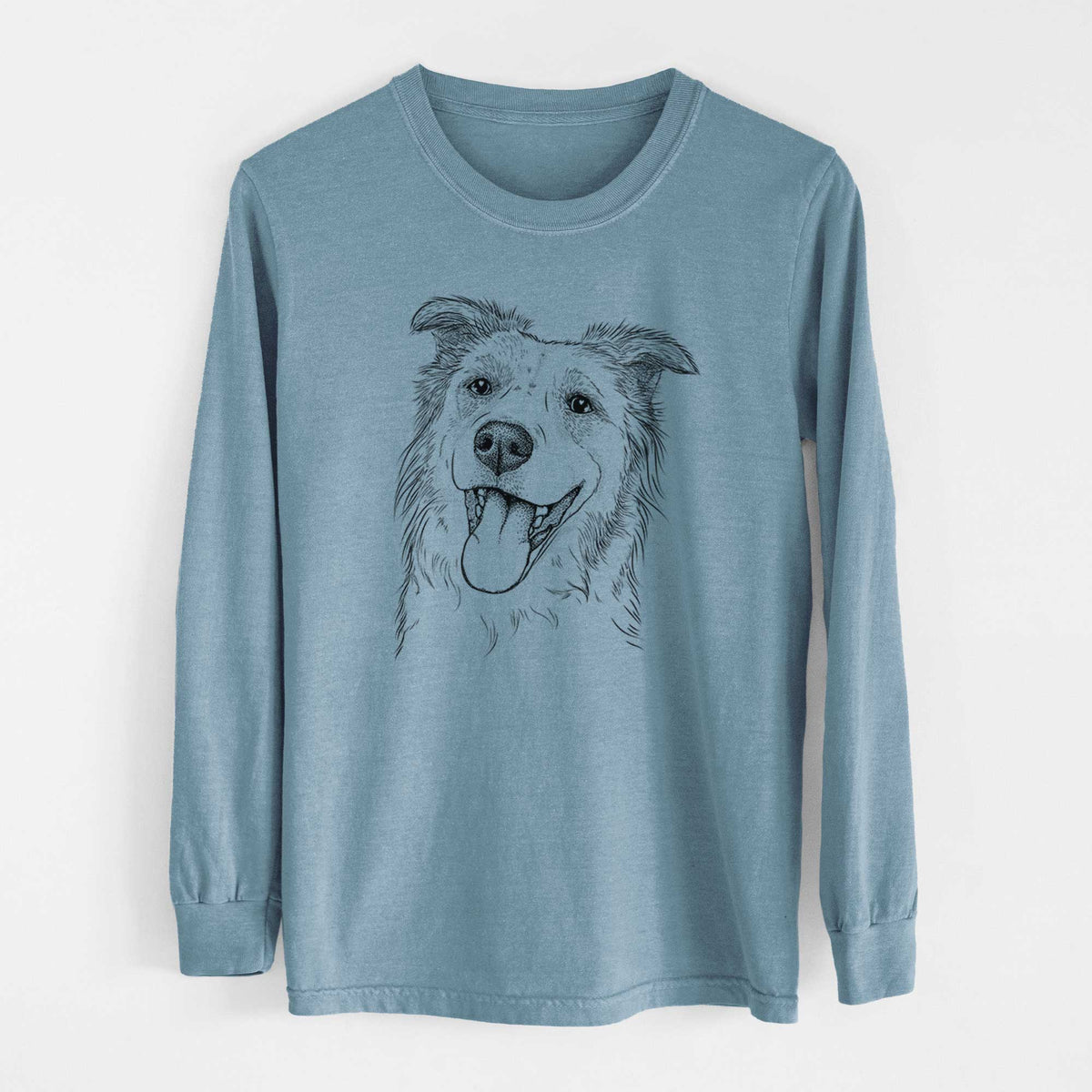 Bare Macaroni the Border Collie - Heavyweight 100% Cotton Long Sleeve
