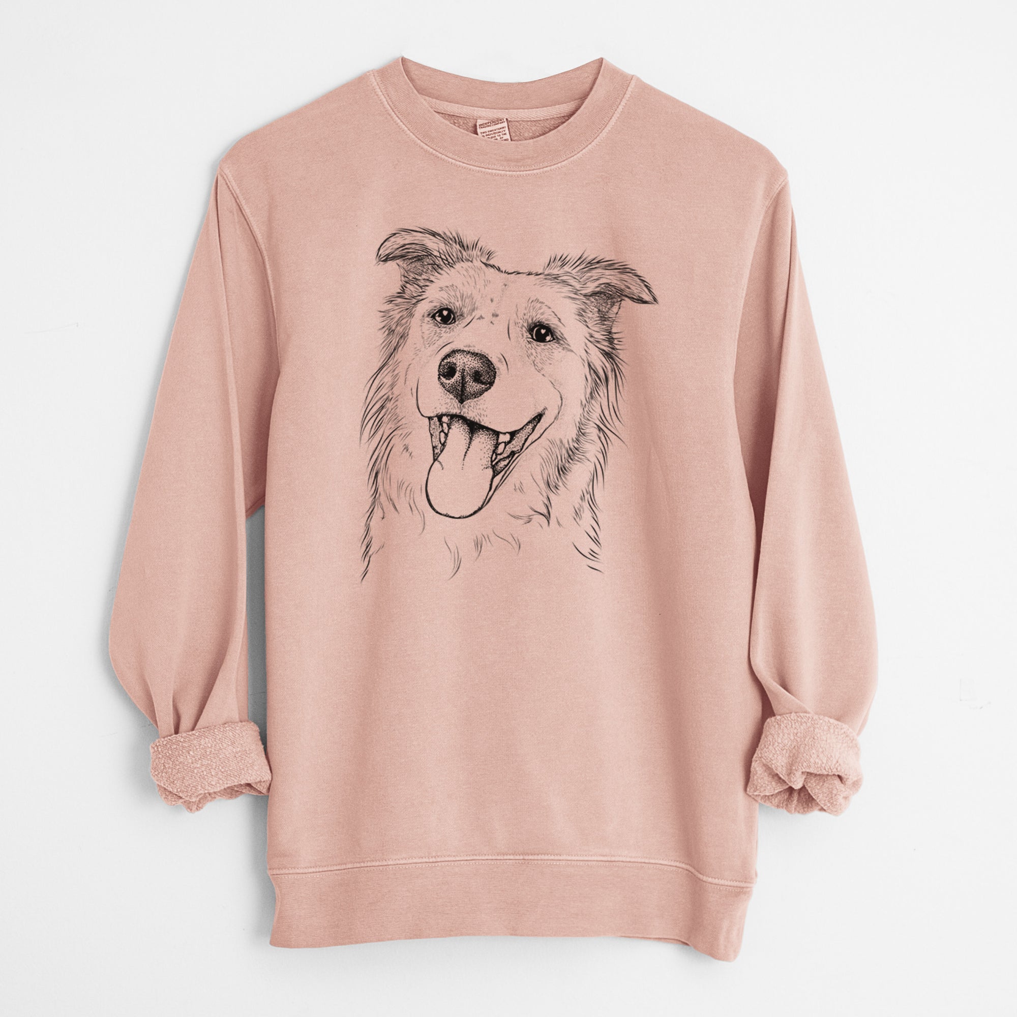 Bare Macaroni the Border Collie - Unisex Pigment Dyed Crew Sweatshirt