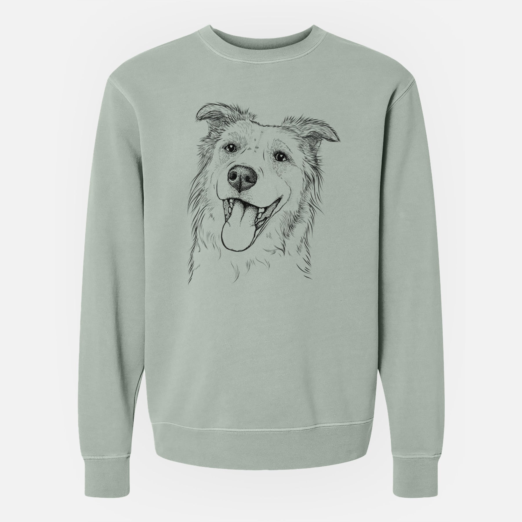 Bare Macaroni the Border Collie - Unisex Pigment Dyed Crew Sweatshirt