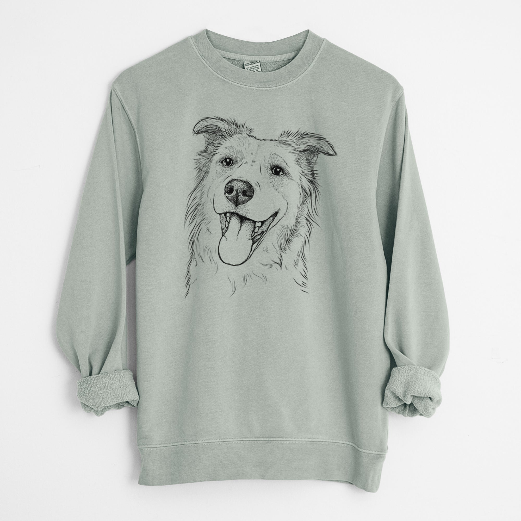 Bare Macaroni the Border Collie - Unisex Pigment Dyed Crew Sweatshirt